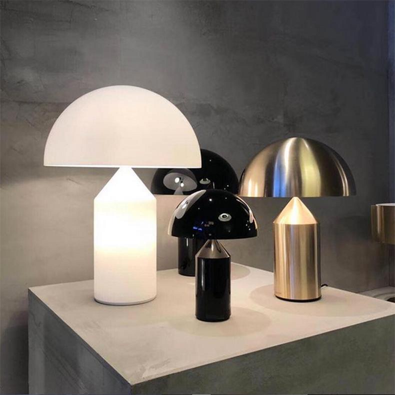 Italian Set of 'Atollo' Large and Medium Black Table Lamp designed by Vico Magistretti
