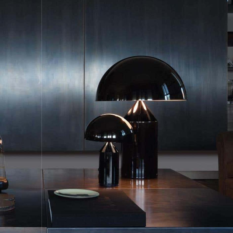 Contemporary Set of 'Atollo' Large and Medium Black Table Lamp Designed by Vico Magistretti