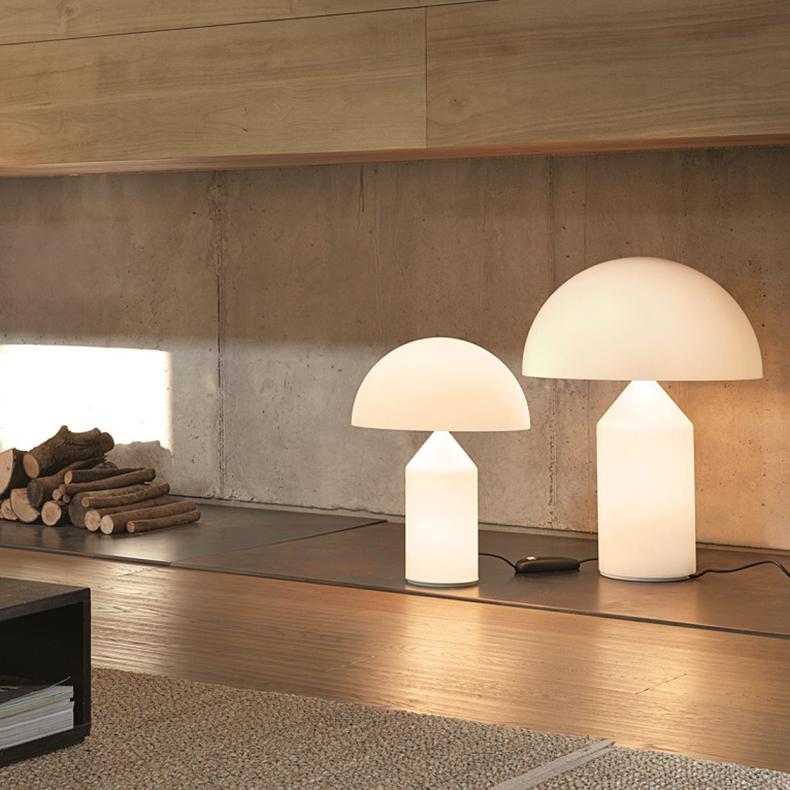Italian Set of 'Atollo' Large and Medium Glass Table Lamp Designed by Vico Magistretti
