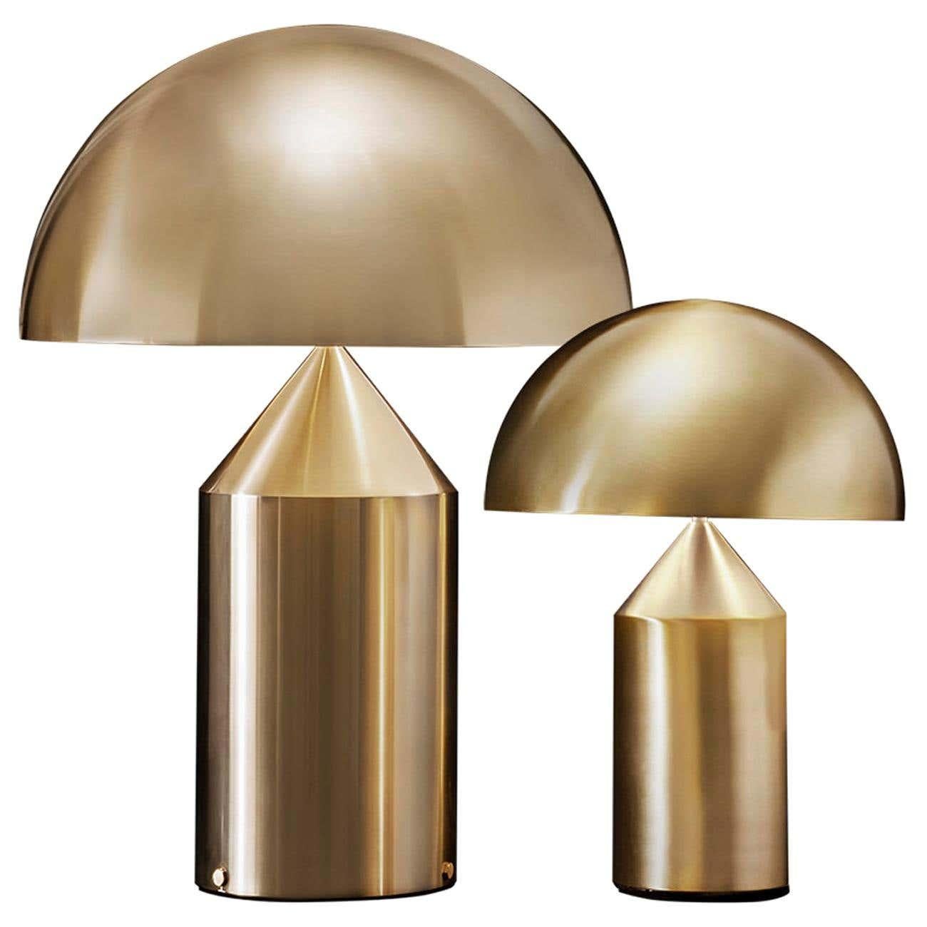 Contemporary Set of 'Atollo' Large and Medium Gold Table Lamp Designed by Vico Magistretti For Sale