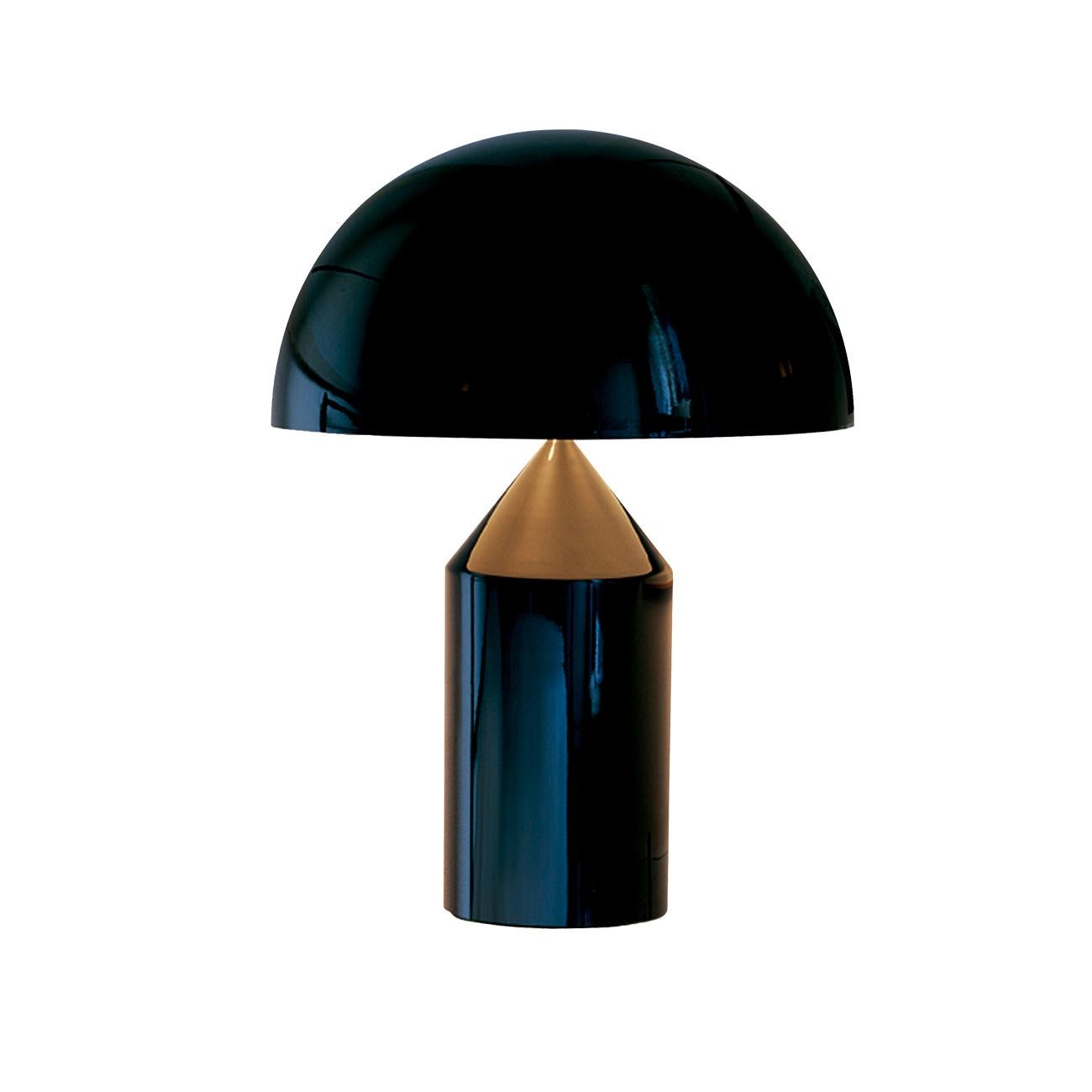 Mid-Century Modern Ensemble de grandes et petites lampes de bureau noires « Atollo » de Vico Magistretti pour Oluce en vente