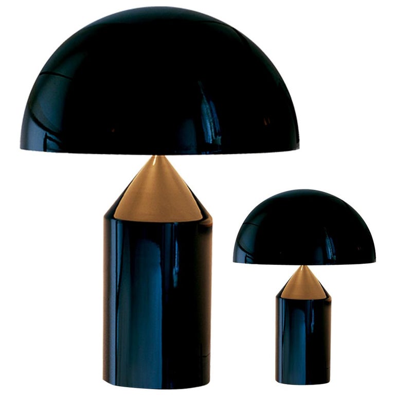 Set of 'Atollo' Large and Small Black Table Lamp Designed by Vico Magistretti For Sale