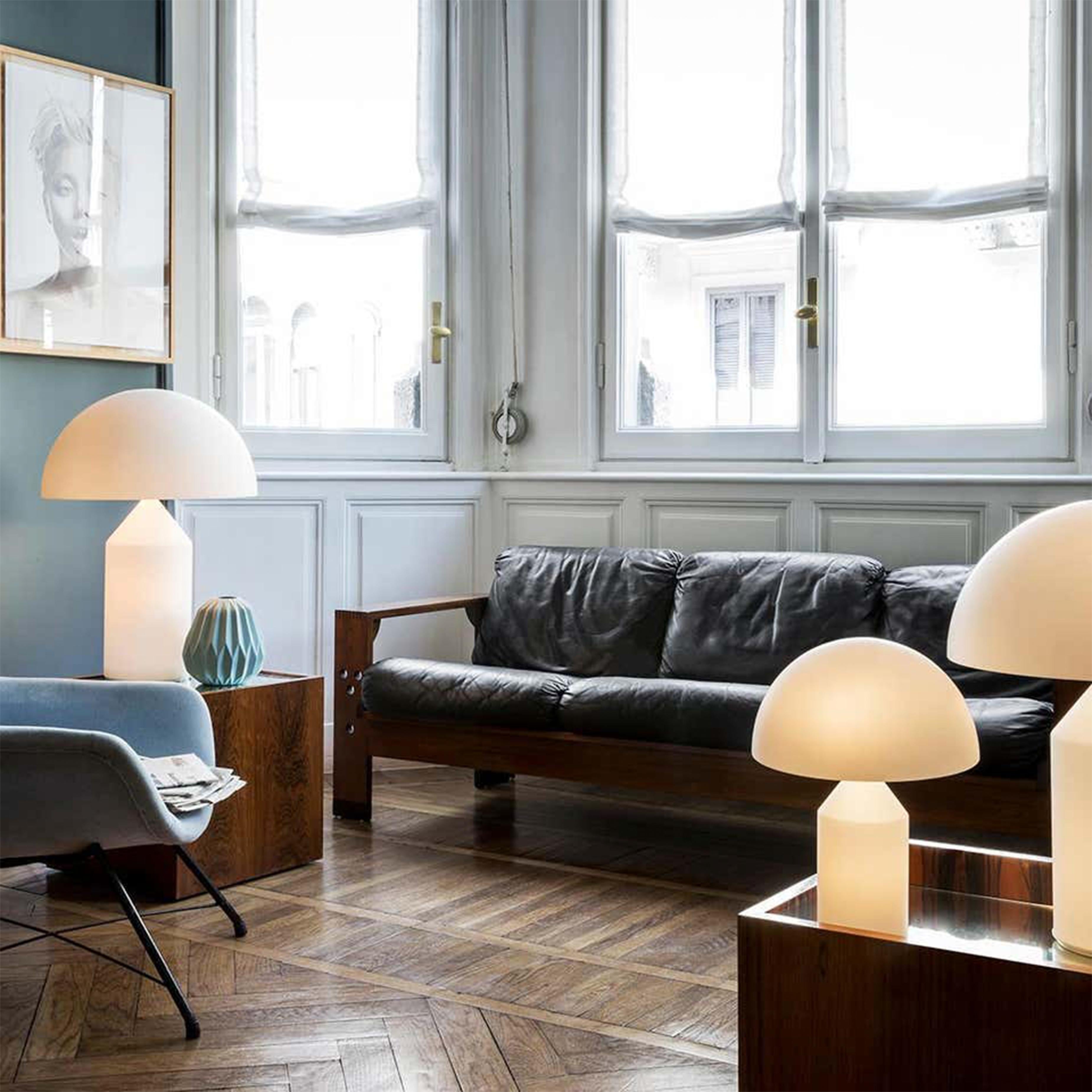 Contemporary Set of 'Atollo' Large and Small Glass Table Lamp Designed by Vico Magistretti For Sale