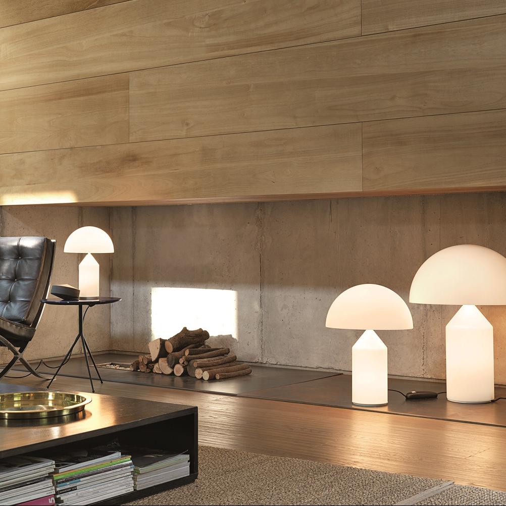 Italian Set of 'Atollo' Large, Medium and Small Glass Table Lamp Designed by Magistretti