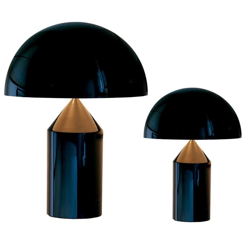 Set of 'Atollo' Medium and Small Black Table Lamp by Vico Magistretti for Oluce In New Condition In Barcelona, Barcelona