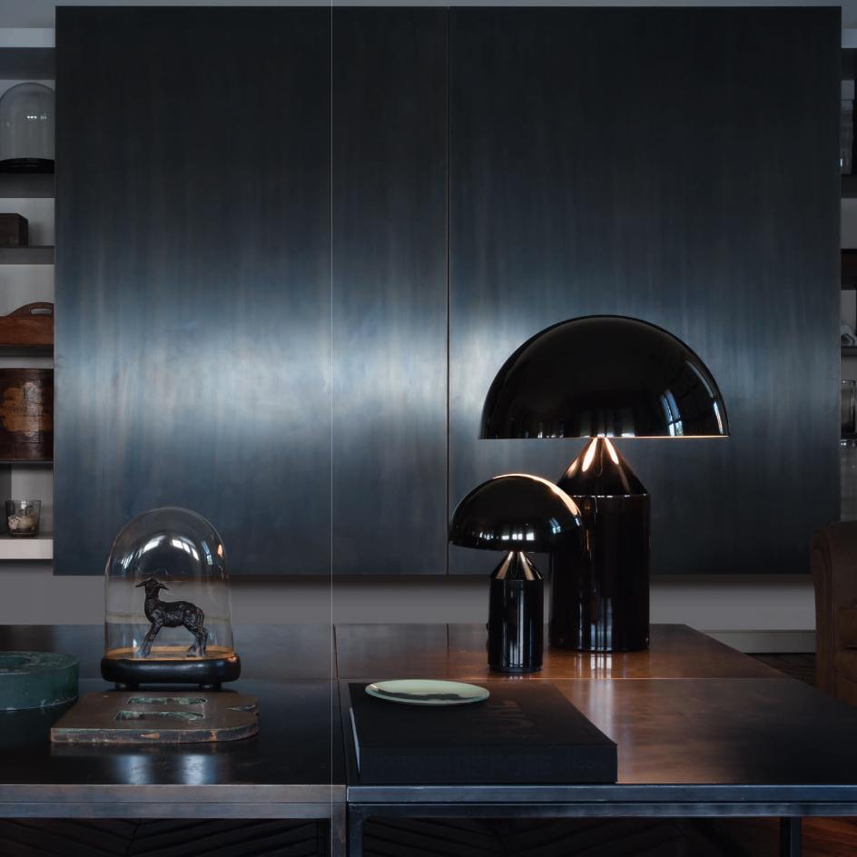 Italian Set of 'Atollo' Medium and Small Black Table Lamp Designed by Vico Magistretti