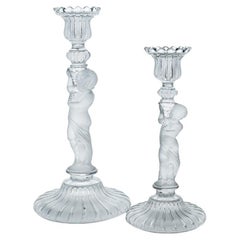 Ensemble de bougeoirs Angel Putti signés Baccarat, France, 1930