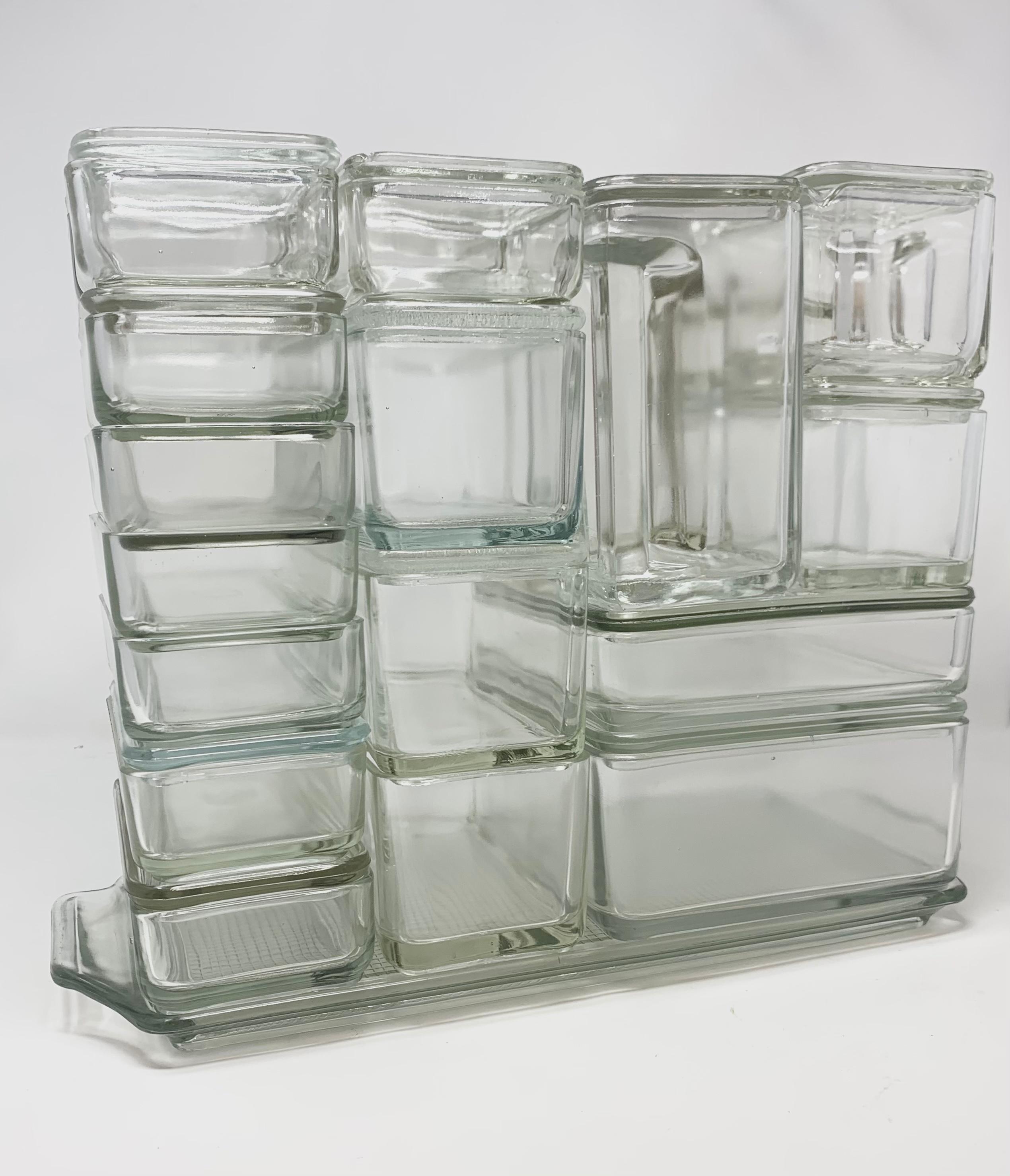 Set of Bahaus glass containers by Wilhelm Wagenfeld - Germany 1930s.