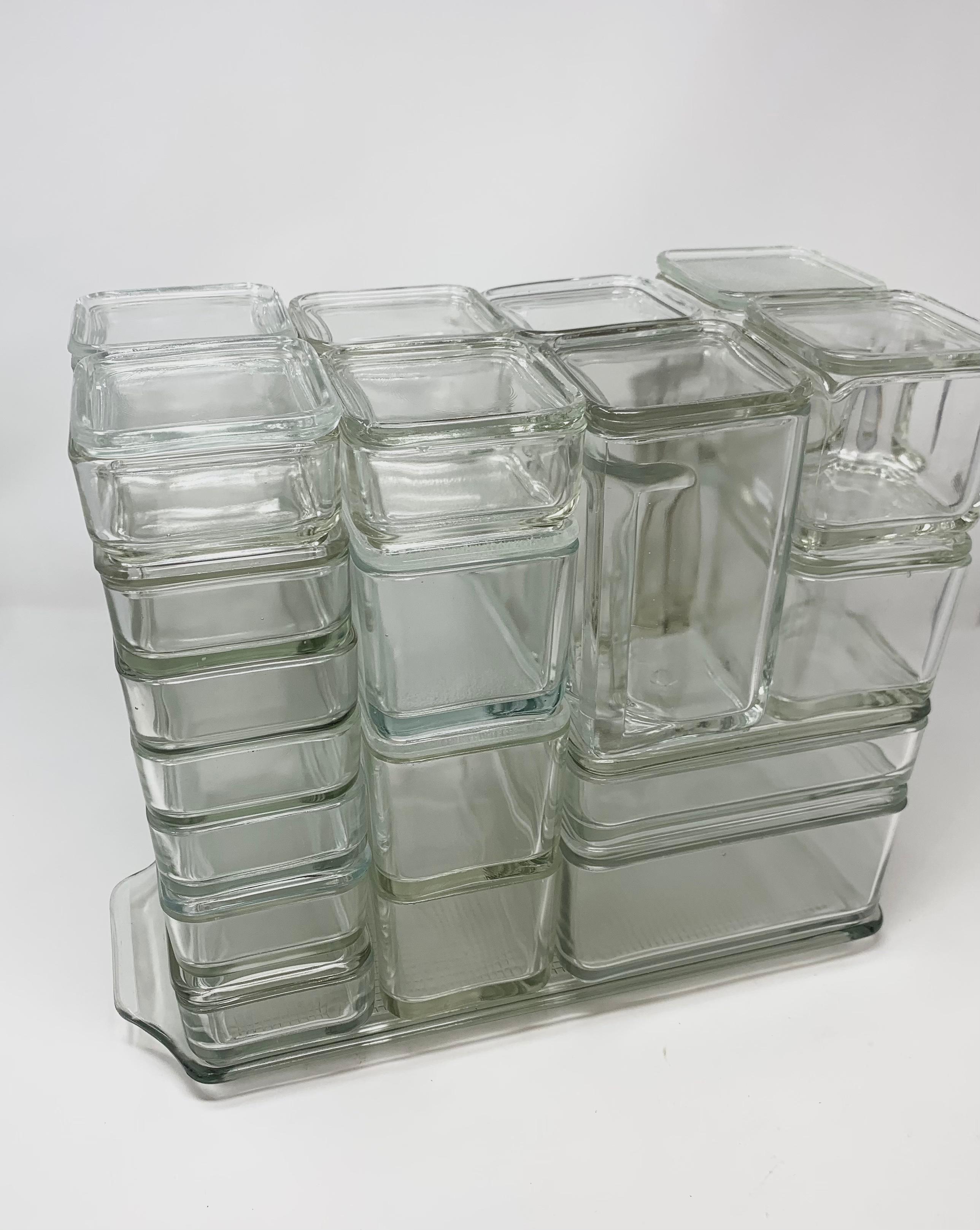 Set of Bahaus Glass Containers by Wilhelm Wagenfeld, Germany, 1930s In Good Condition In Brussels, BE
