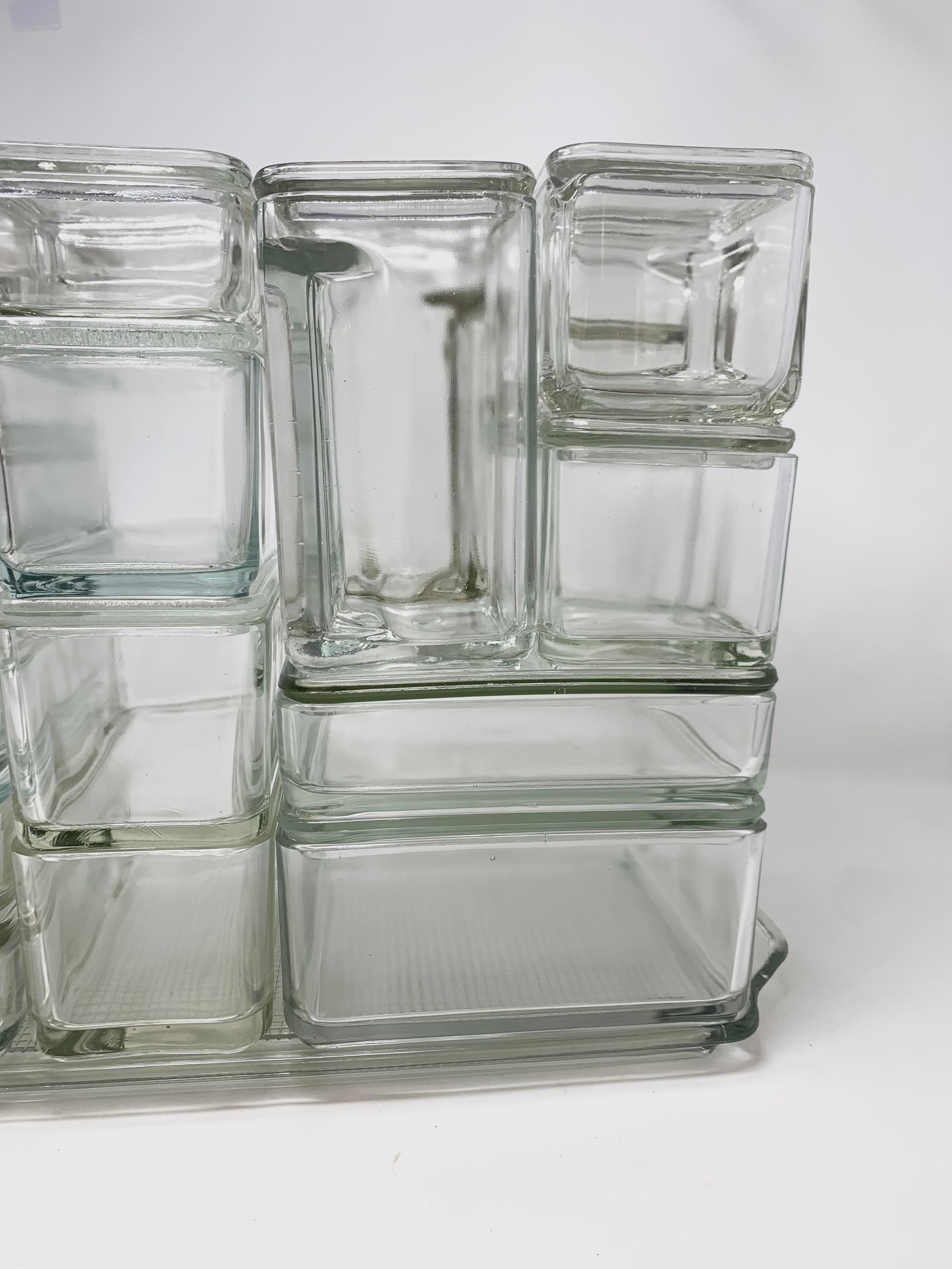 Mid-20th Century Set of Bahaus Glass Containers by Wilhelm Wagenfeld, Germany, 1930s