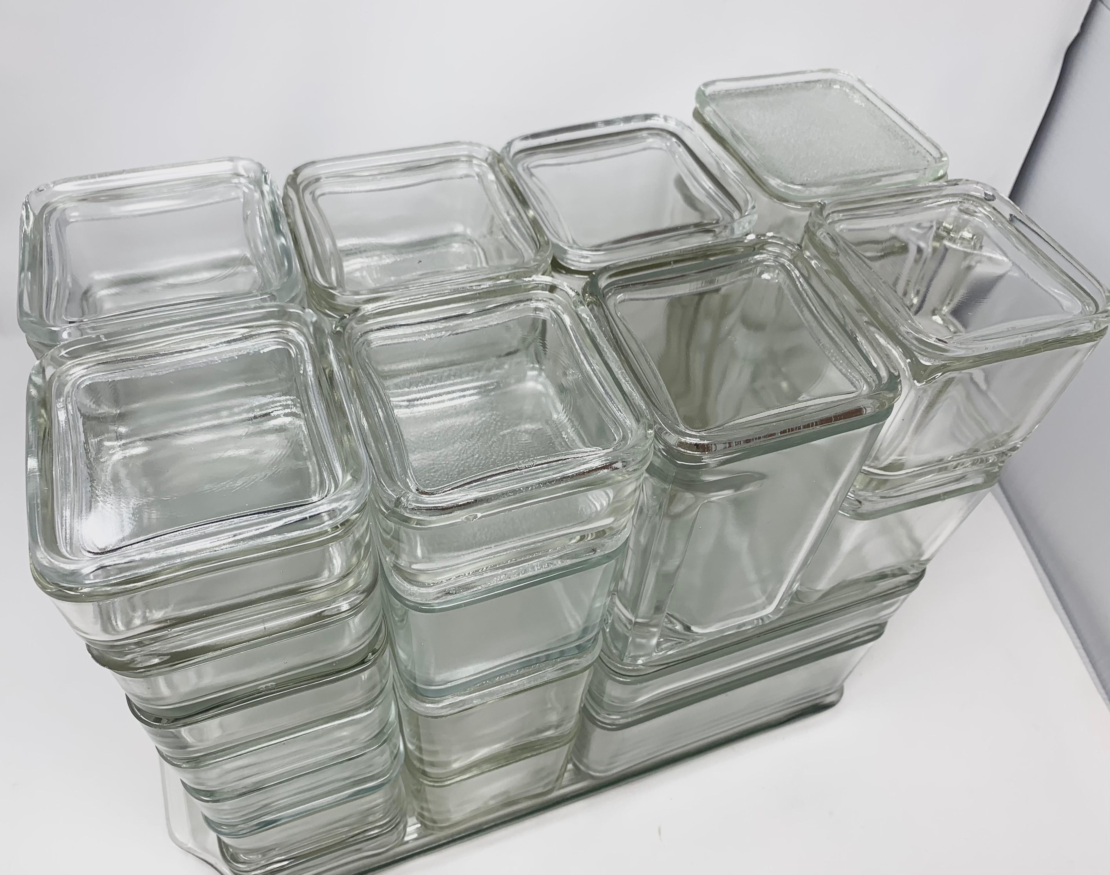 Set of Bahaus Glass Containers by Wilhelm Wagenfeld, Germany, 1930s 1