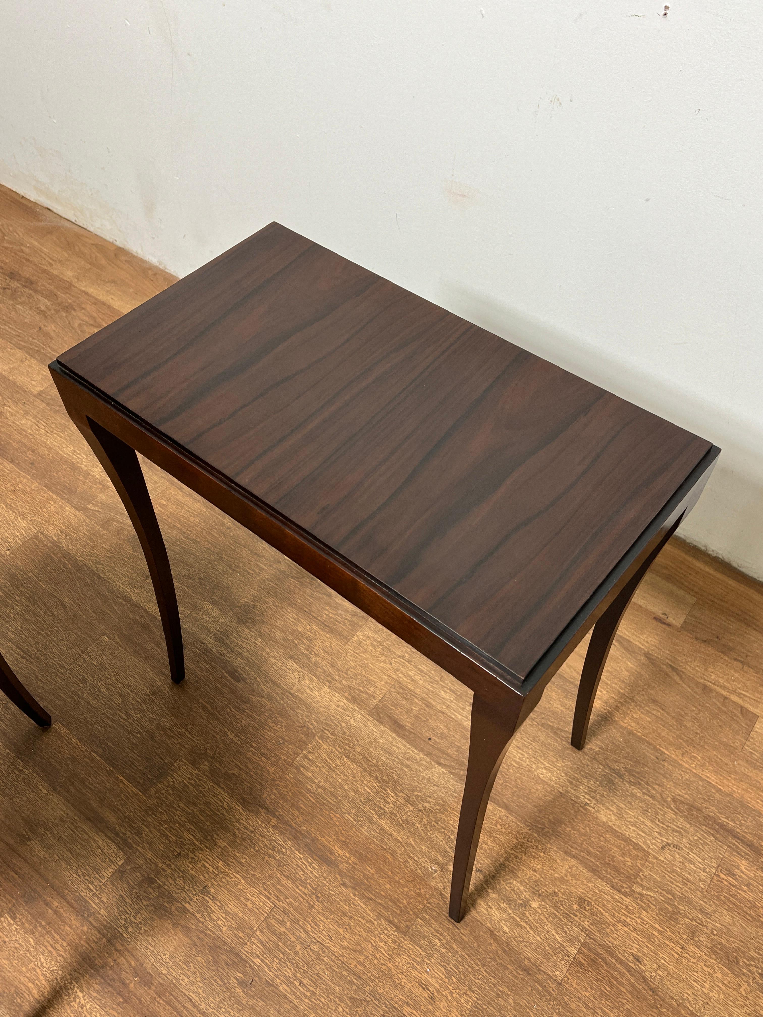 American Set of Barbara Barry for Baker Furniture Mahogany Nesting Tables Circa 1980s For Sale