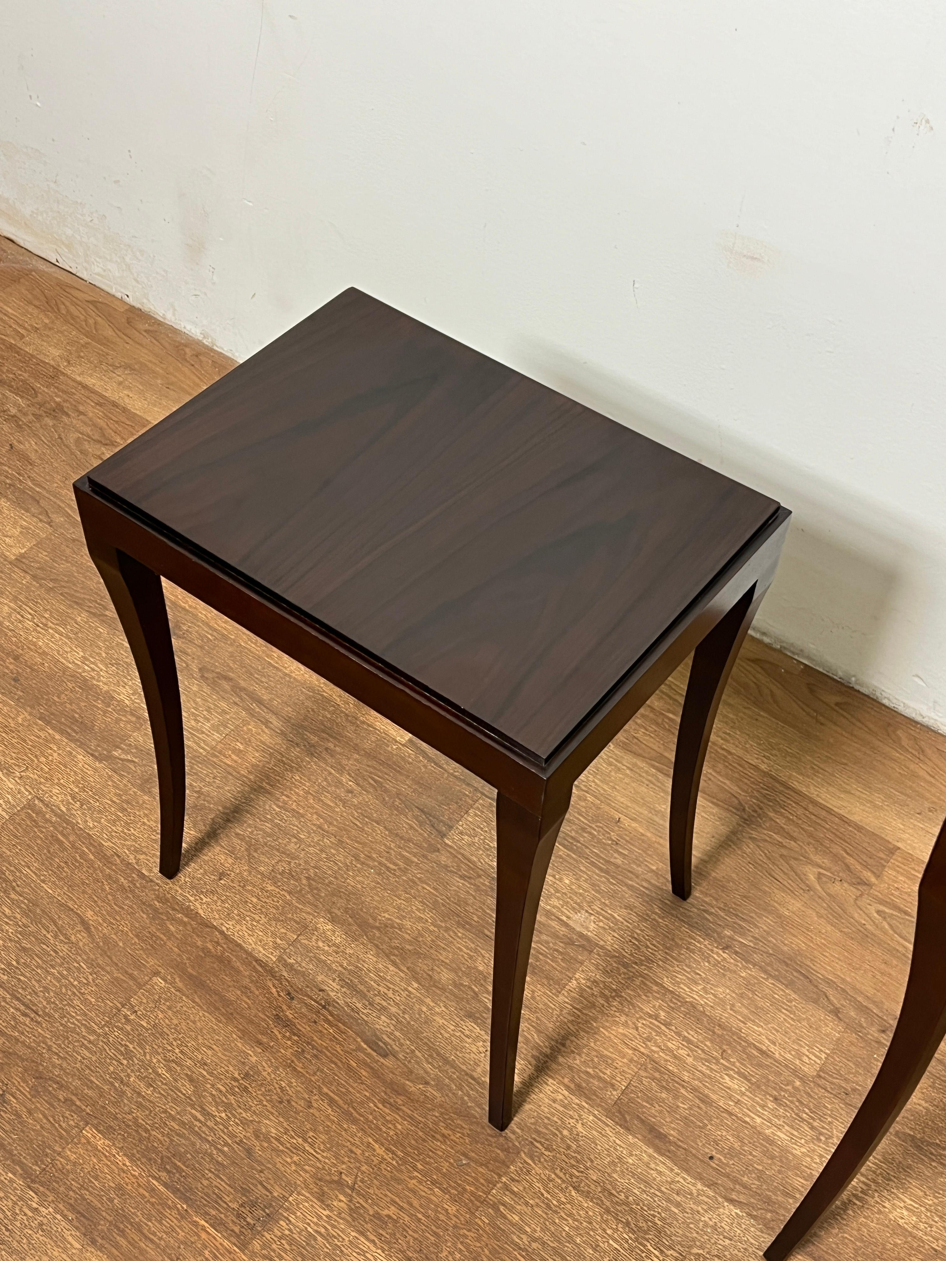 Set of Barbara Barry for Baker Furniture Mahogany Nesting Tables Circa 1980s In Good Condition For Sale In Peabody, MA