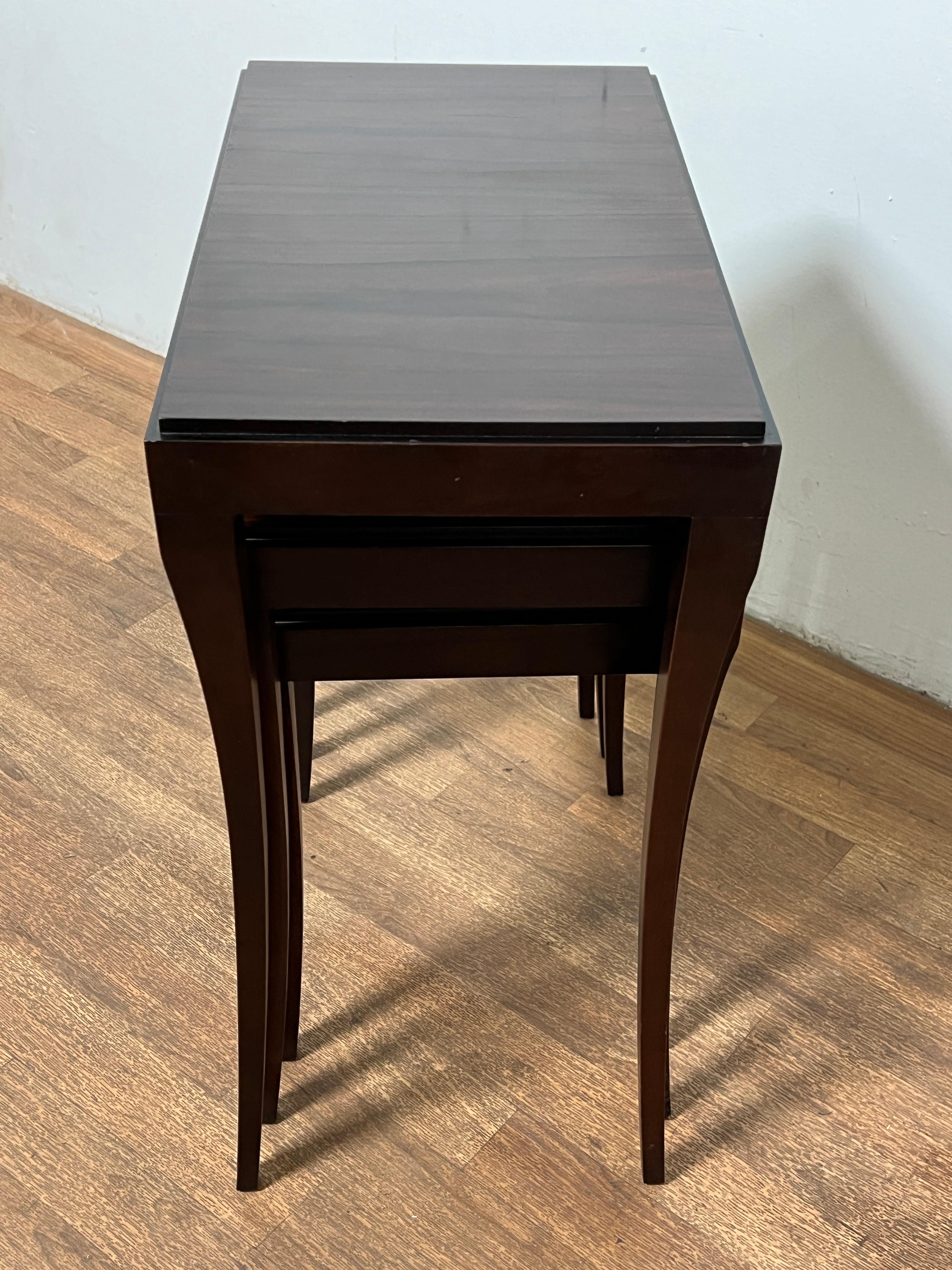Set of Barbara Barry for Baker Furniture Mahogany Nesting Tables Circa 1980s For Sale 2