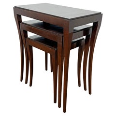 Set of Barbara Barry for Baker Furniture Mahogany Nesting Tables Circa 1980s