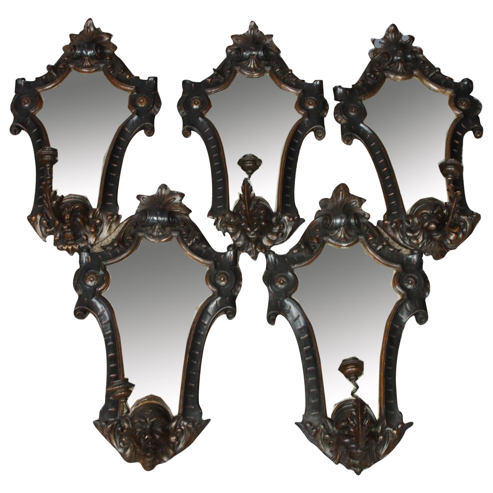 Set of Baroque Style Softwood Girandoles For Sale