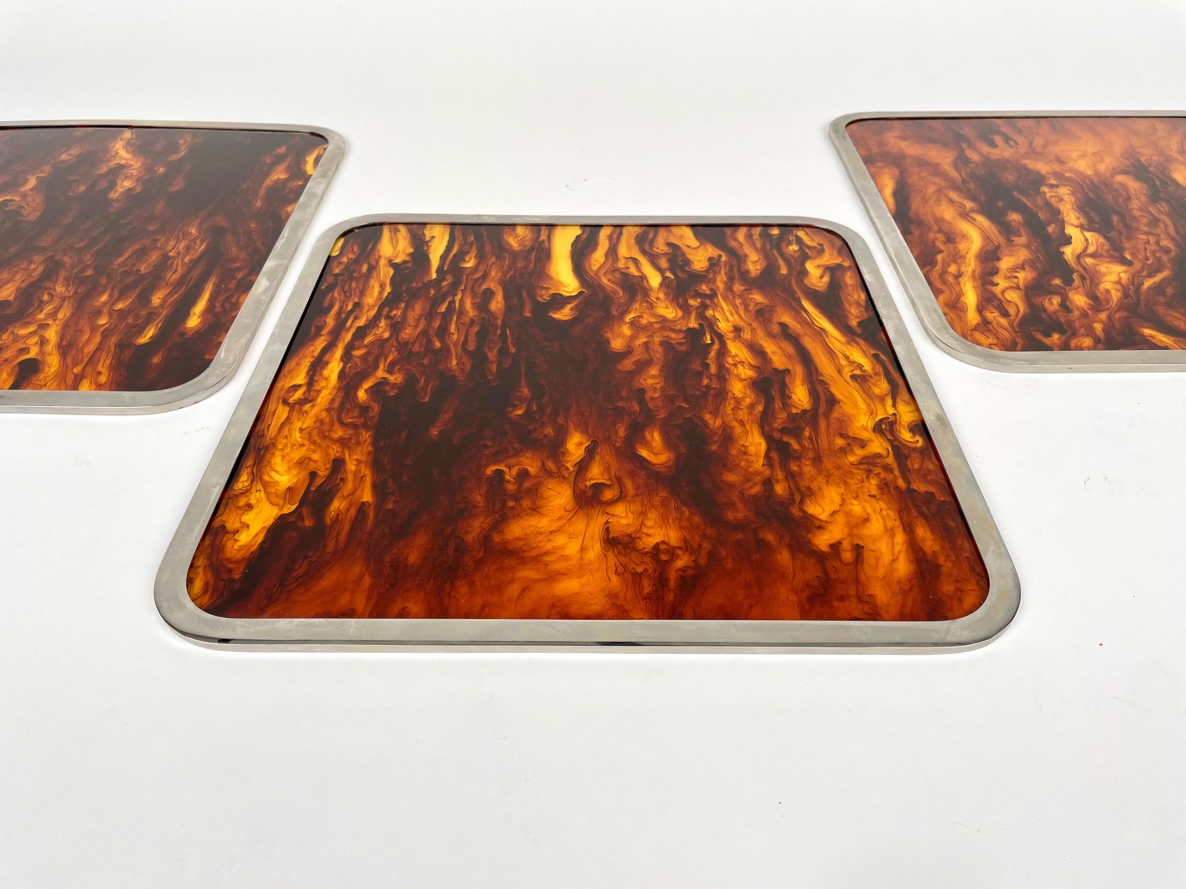 Set of Barware Coaster and Placemats Lucite & Chrome Christian Dior, Italy 1970s 2