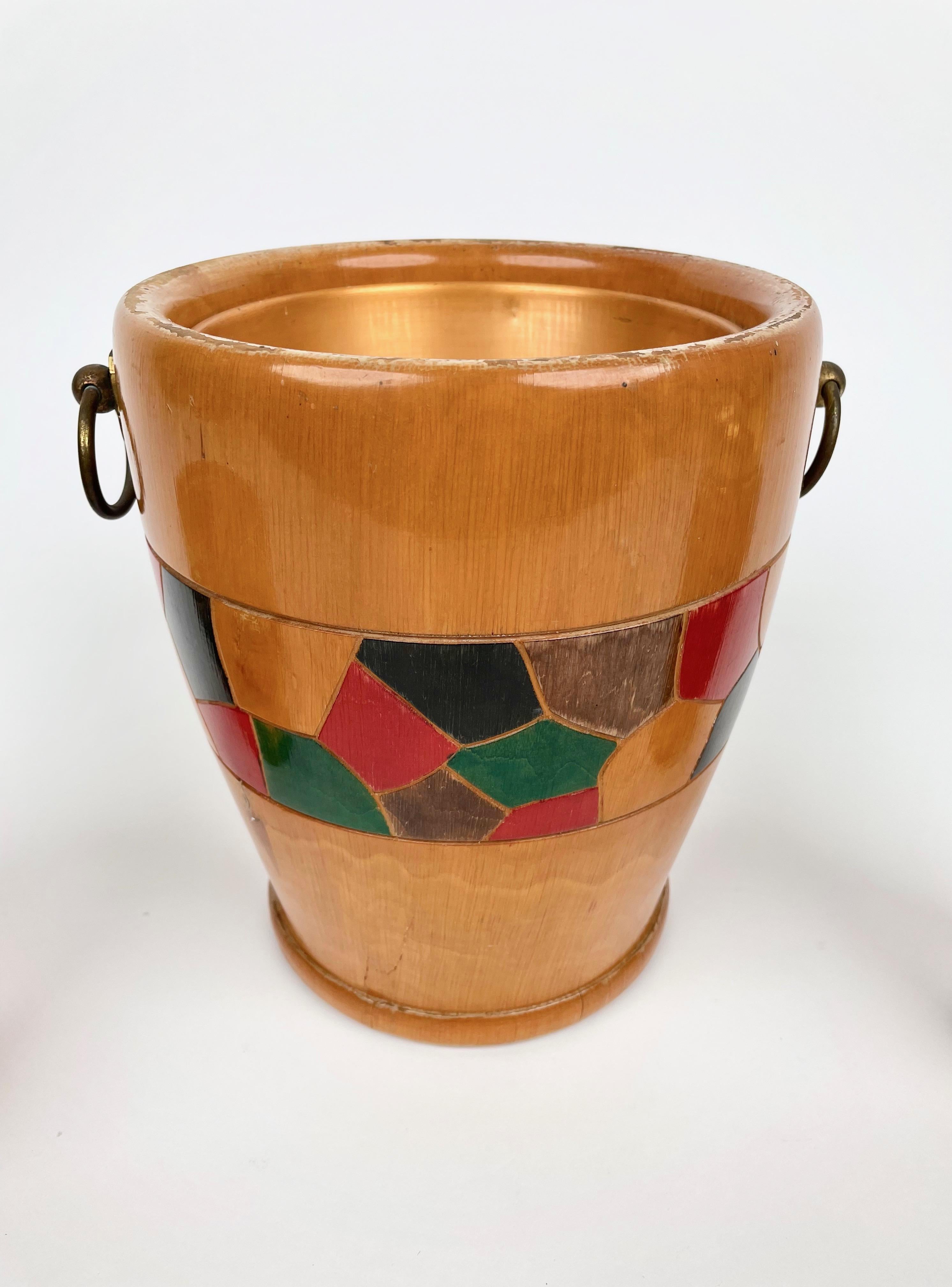 Set of Barware Icebucket Shaker Aldo Tura for Macabo Italy 1950s In Good Condition For Sale In Rome, IT