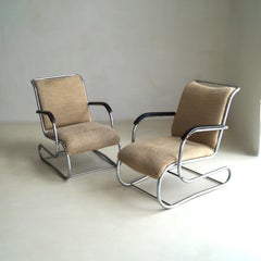 Conjunto de tumbonas No.55 de acero tubular Bauhaus de Paul Schuitema para D3, años 30