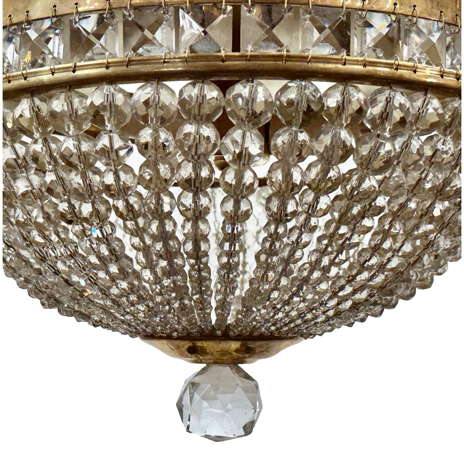 Set of 4 Beaded Crystal Light Fixture, Sold Individually In Good Condition For Sale In New York, NY