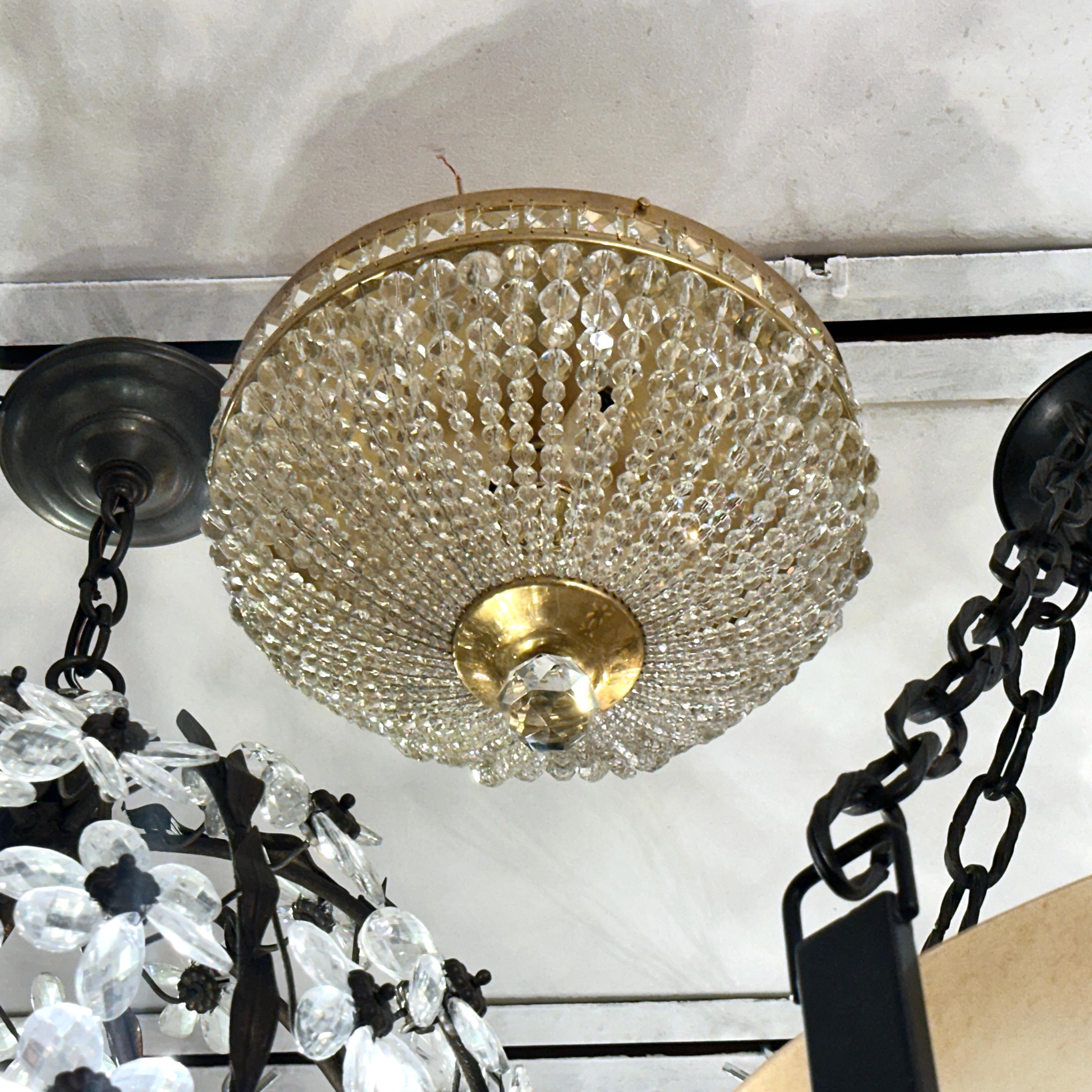 Bronze Set of 4 Beaded Crystal Light Fixture, Sold Individually For Sale