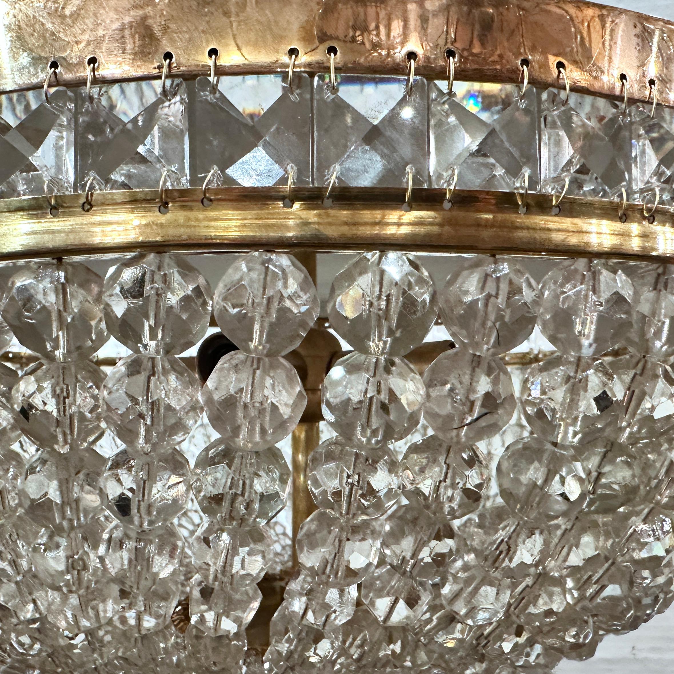 French Set of Beaded Crystal Light Fixtures, Sold Individually For Sale