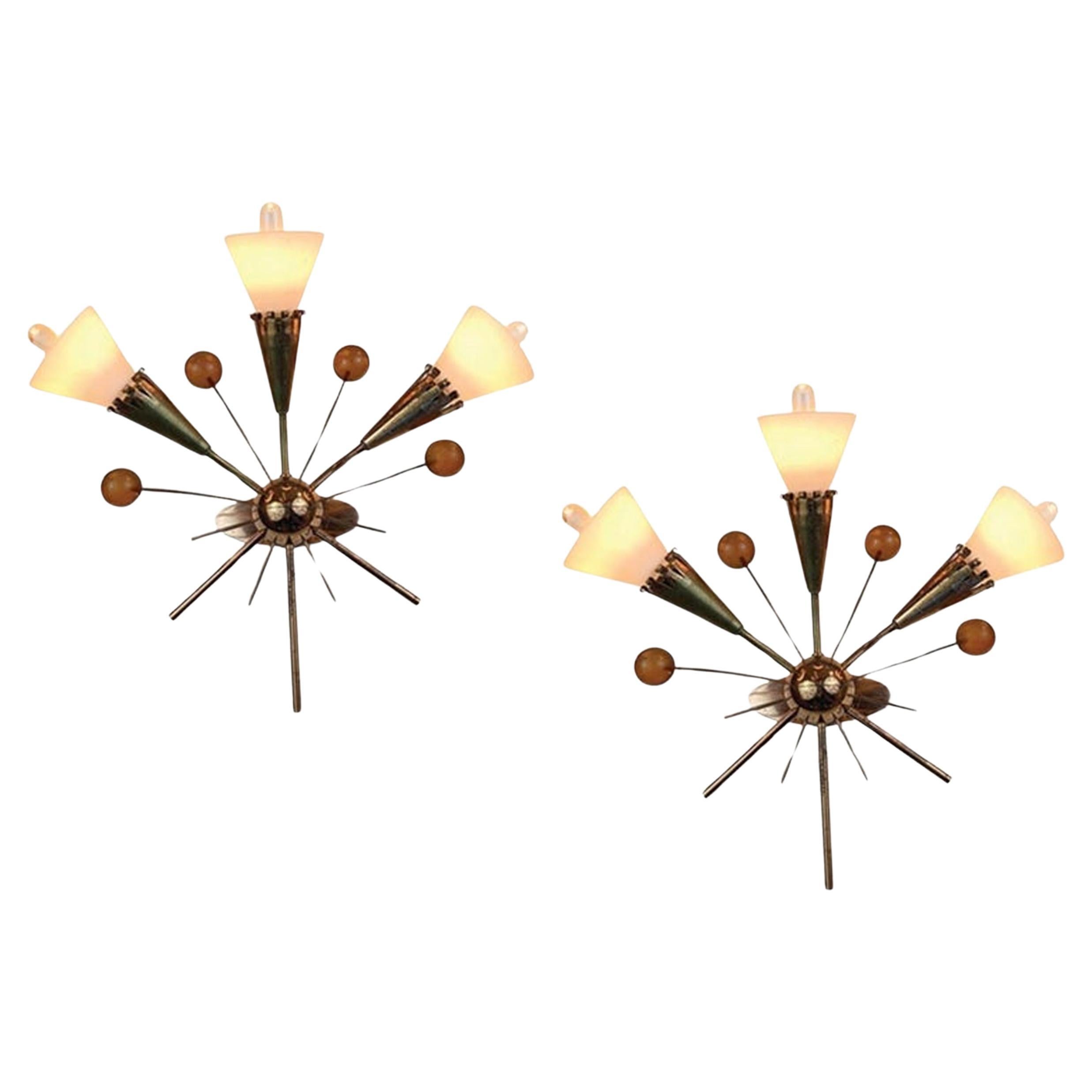 Conjunto de hermosas lámparas de estilo Stilnovo moderno de mediados de siglo, hacia 1960