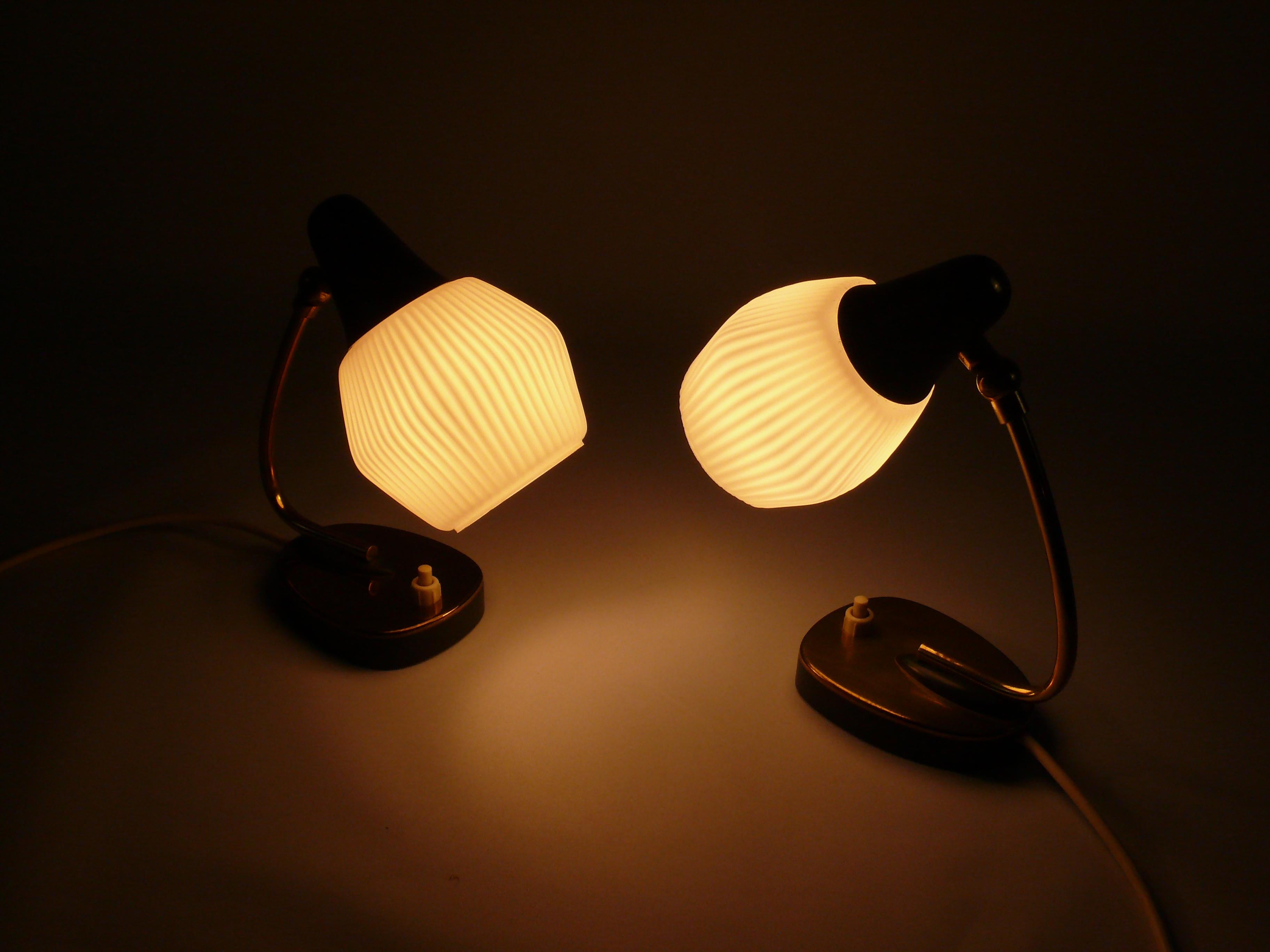 Opaline Glass Set of Bedside Lamps, Germany, 1960s