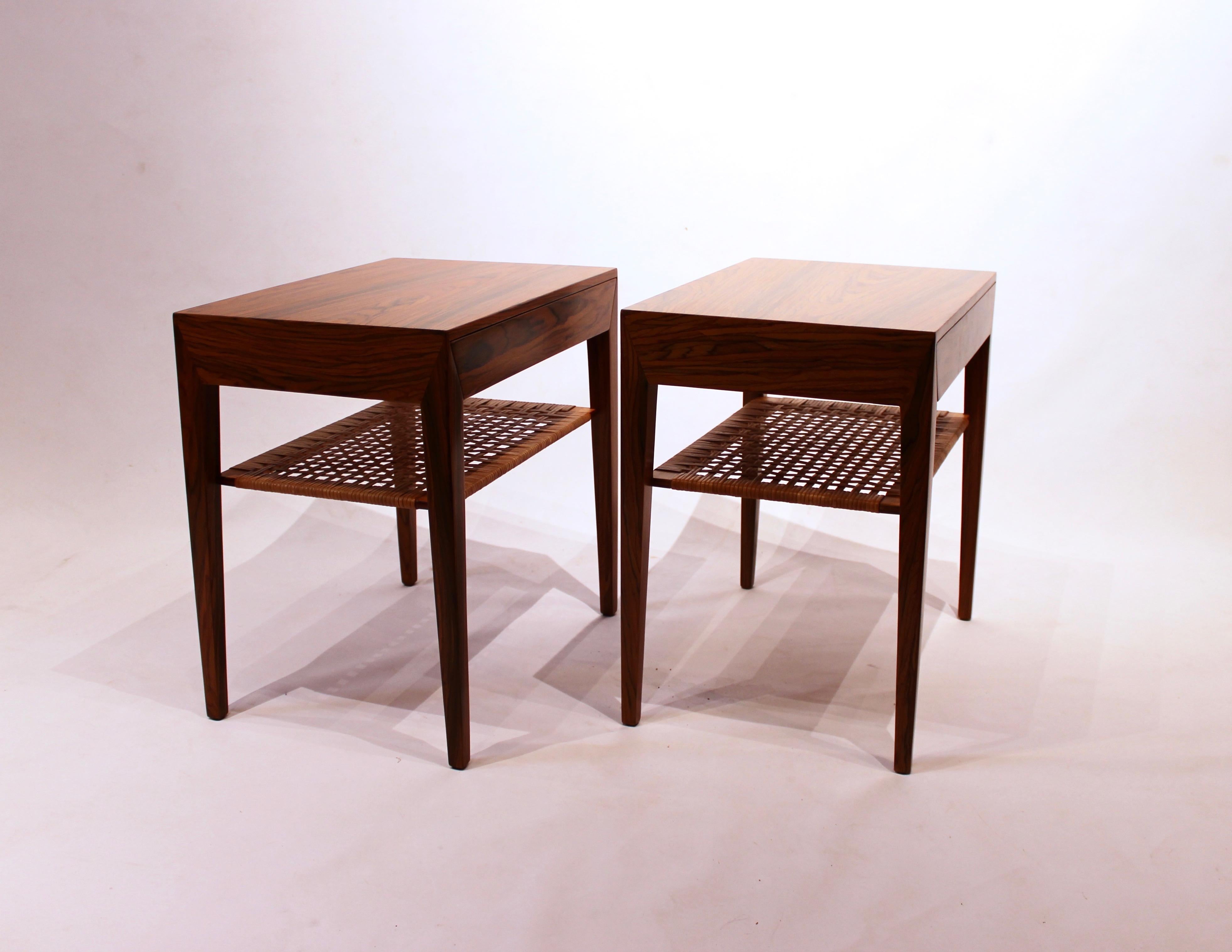 Scandinavian Modern Set of Bedside Tables in Rosewood by Severin Hansen and Haslev, 1960s