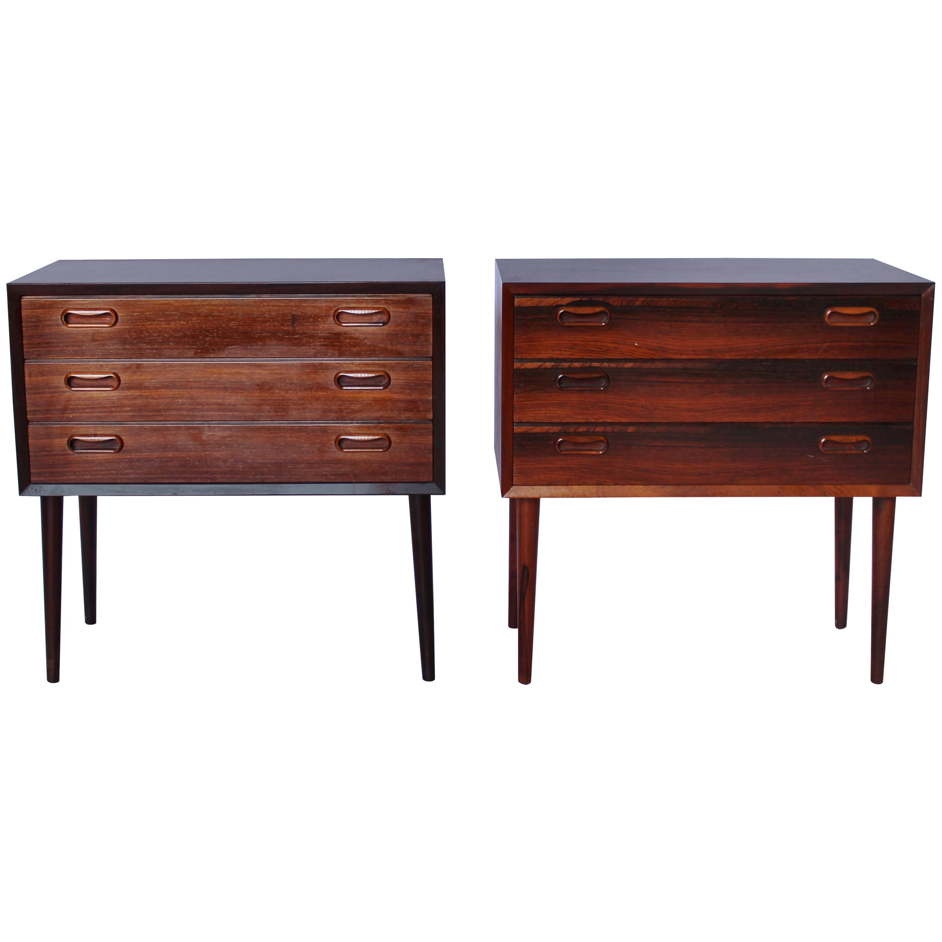 Set of Bedside Tables or Chests in Rosewood of Danish Design from the 1960s