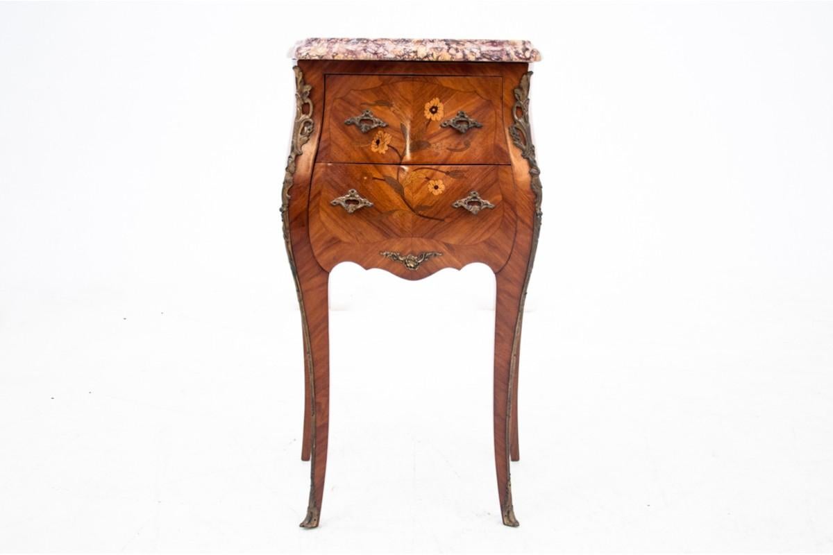 Louis Philippe Set of bedside tables with marble tops, France, circa 1920. For Sale
