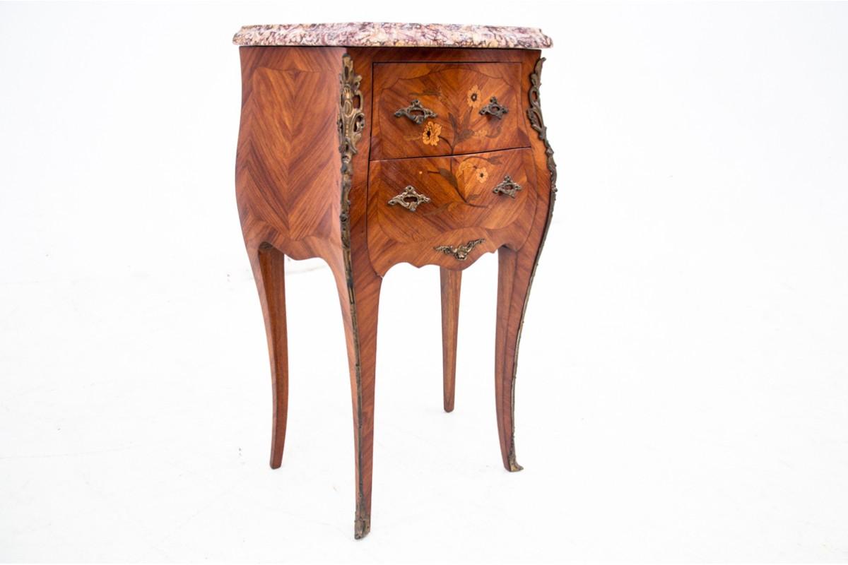 Set of bedside tables with marble tops, France, circa 1920. In Good Condition For Sale In Chorzów, PL