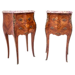 Used Set of bedside tables with marble tops, France, circa 1920.