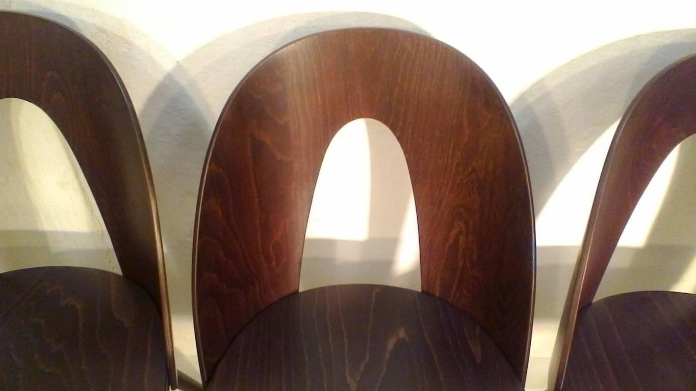 Set of four beechwood chairs. Design Antonín Šuman, circa 1960s, Czechoslovakia.