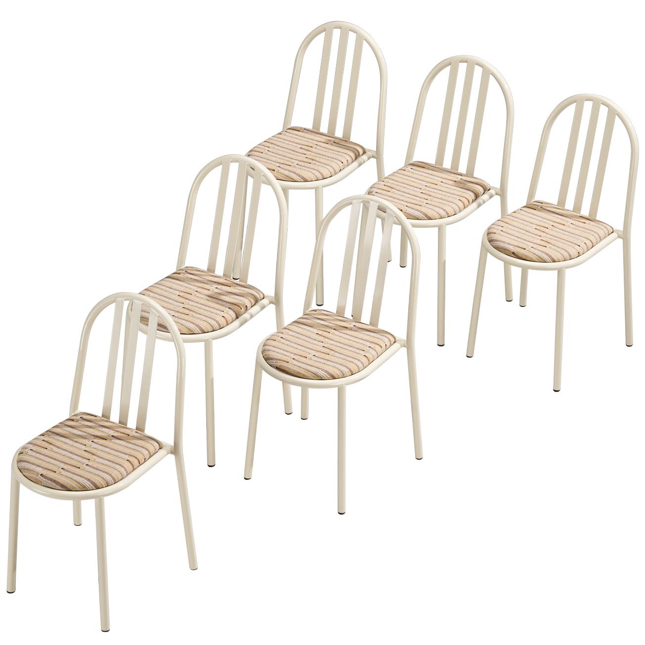 Set of Beige Tubular Steel Chairs by Robert Mallet-Stevens