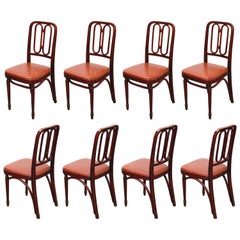 Antique Set of Bentwood Dining Chairs by Josef Hoffmann for Thonet, circa 1920s, Signed