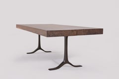 Set of Bespoke Two Joint Slabs Antique Reclaimed Hardwood, Dining Table & Bench