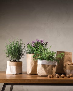 Conjunto de tres cestas bicolores de cuero regenerado «IOLE», de Limac Design