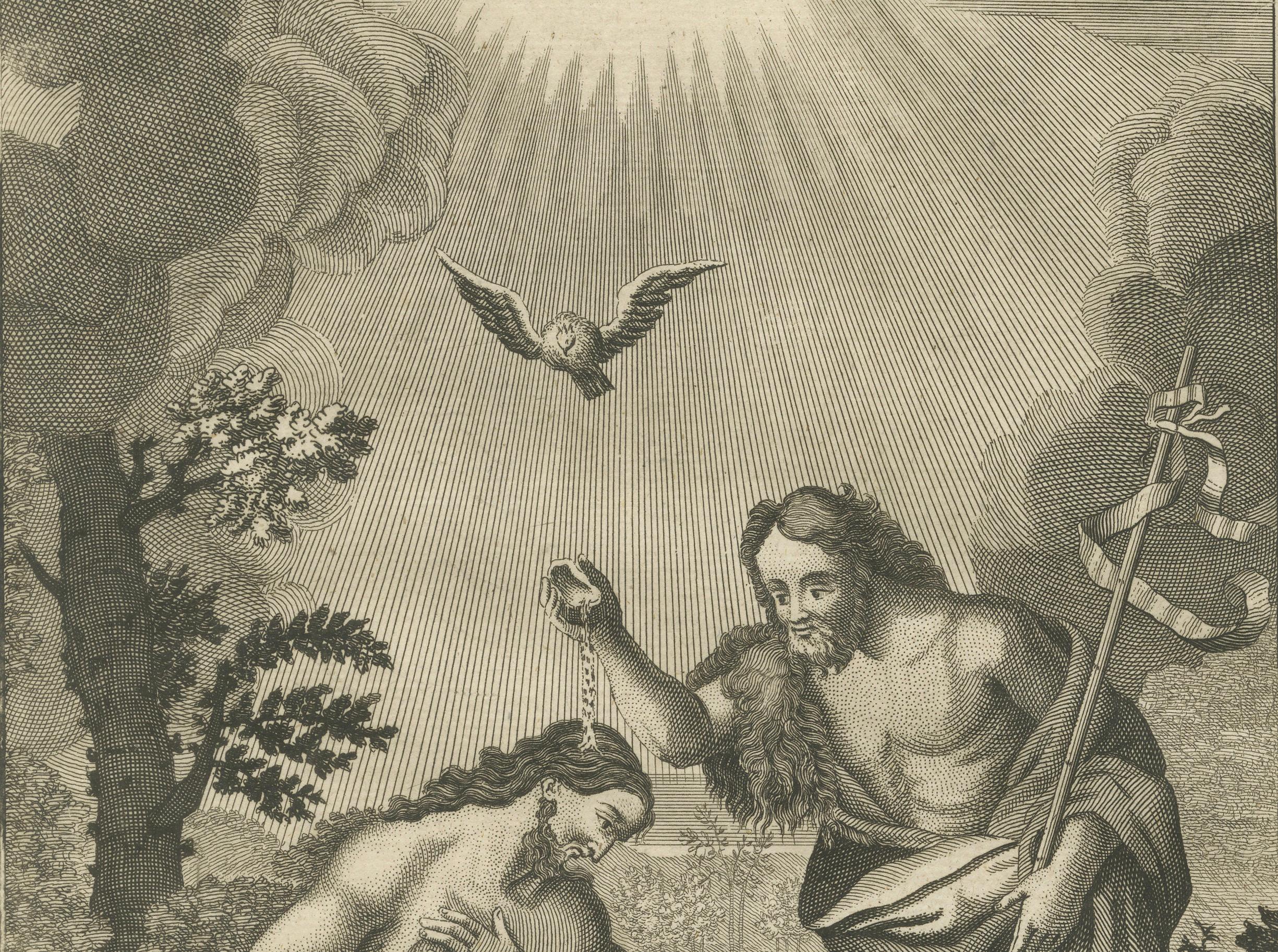 Biblischer Kupferstichsatz - Anbetung, Flucht nach Ägypten und Taufe Christi, 1735 (Mitte des 18. Jahrhunderts) im Angebot