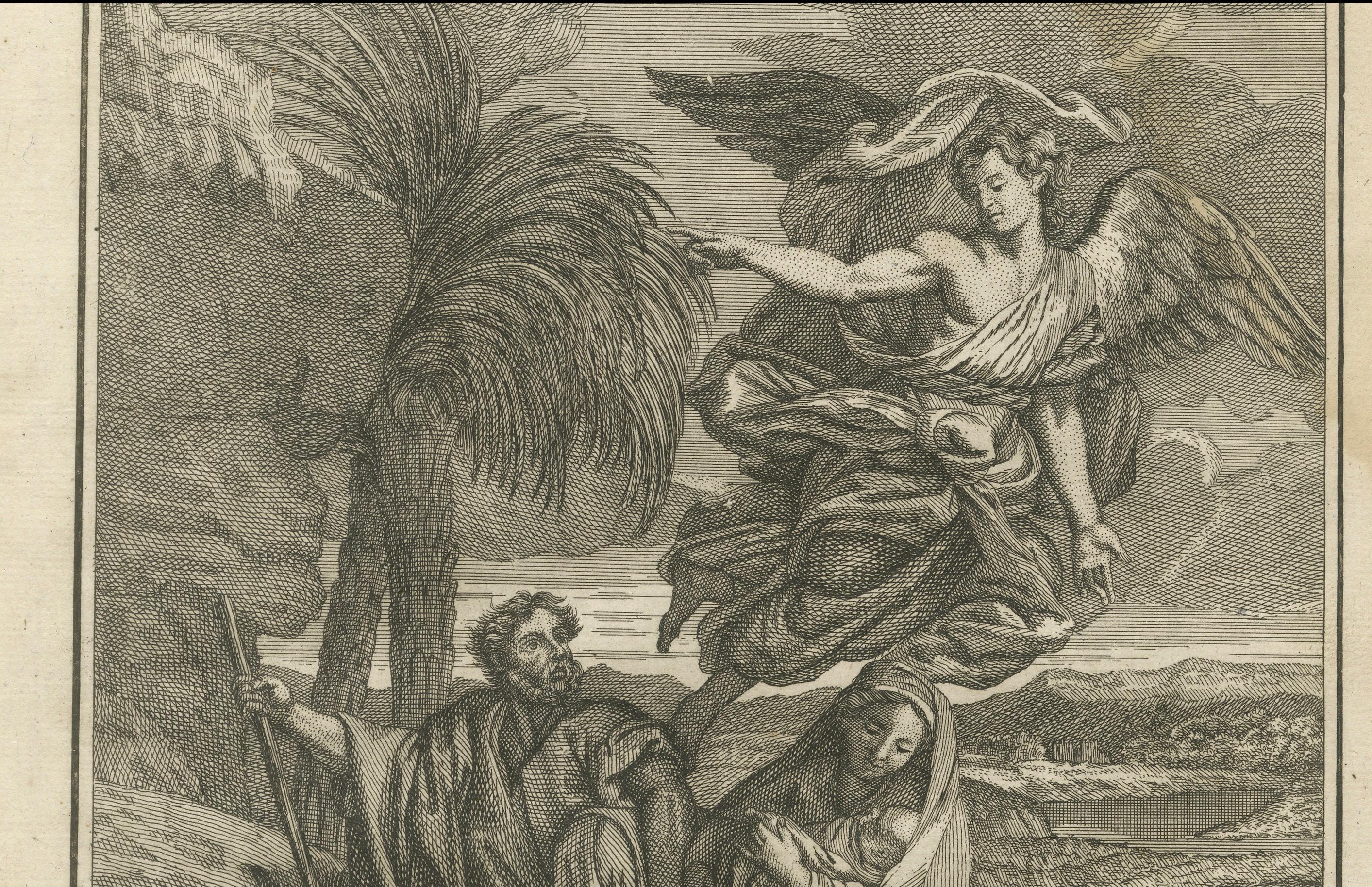Biblischer Kupferstichsatz - Anbetung, Flucht nach Ägypten und Taufe Christi, 1735 (Papier) im Angebot