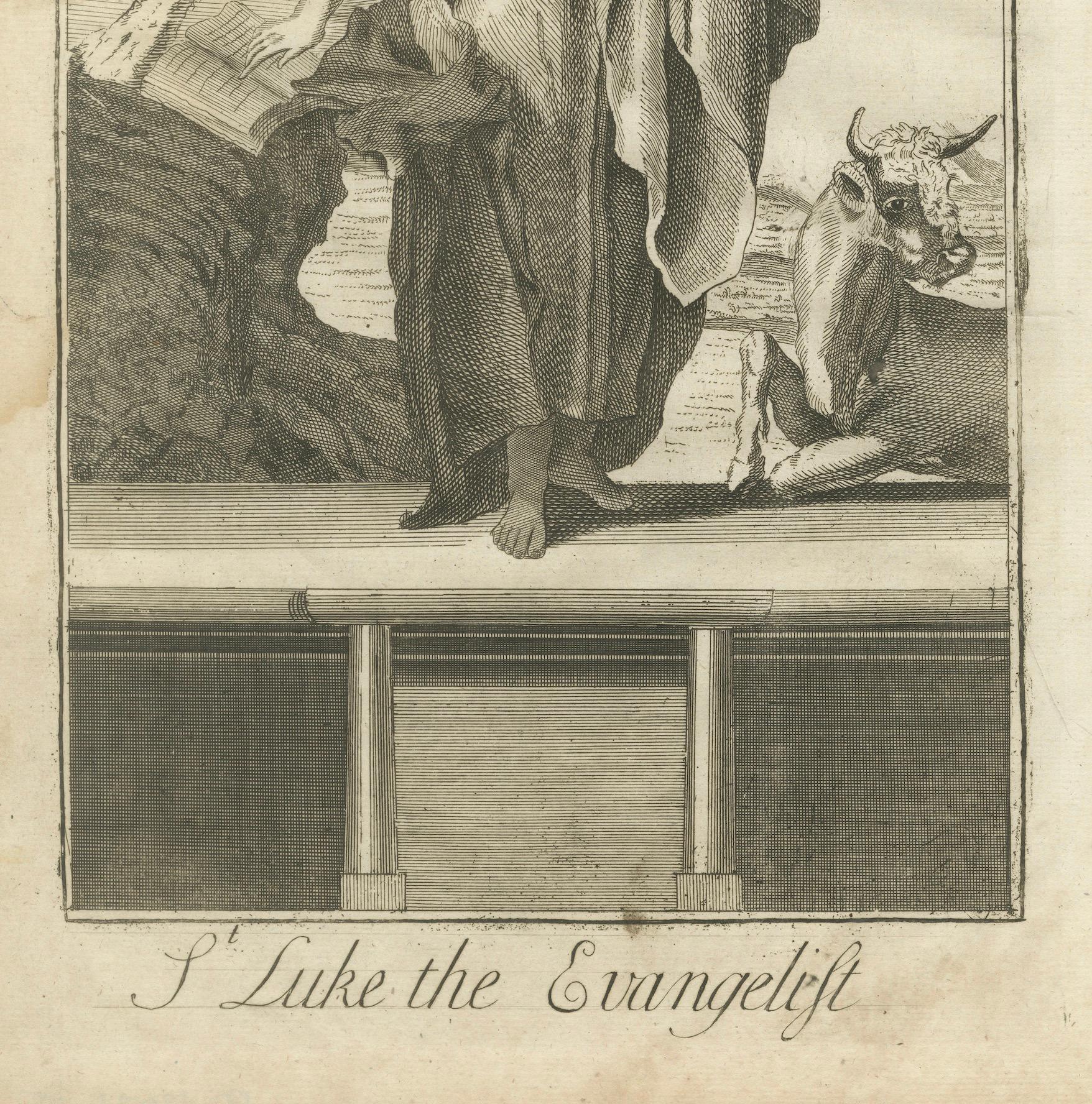 Satz biblischer Stiche - Geburt Christi, Lukas der Evangelist und Verkündigung, um 1735 (Papier) im Angebot