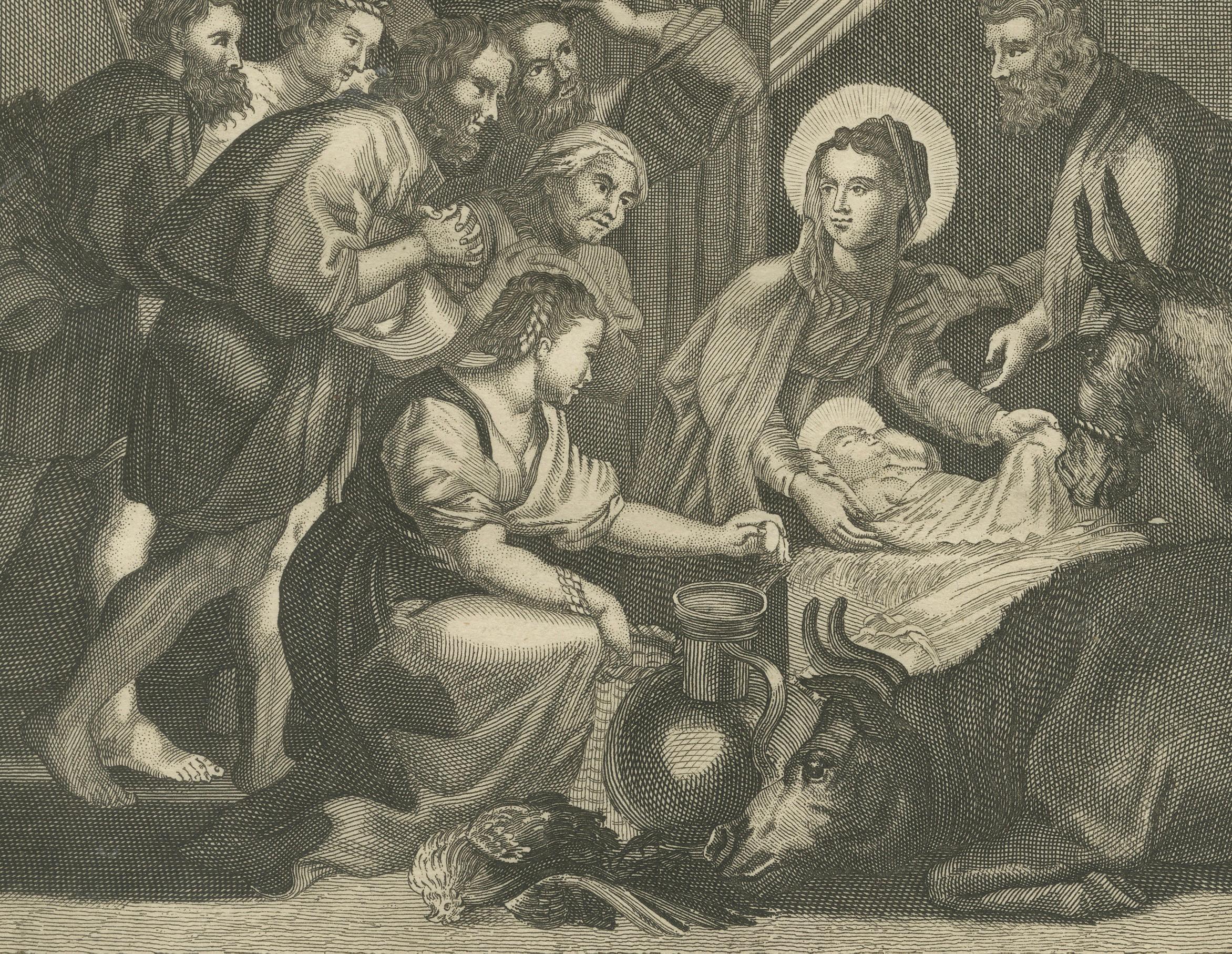 Satz biblischer Stiche - Geburt Christi, Lukas der Evangelist und Verkündigung, um 1735 im Angebot 2
