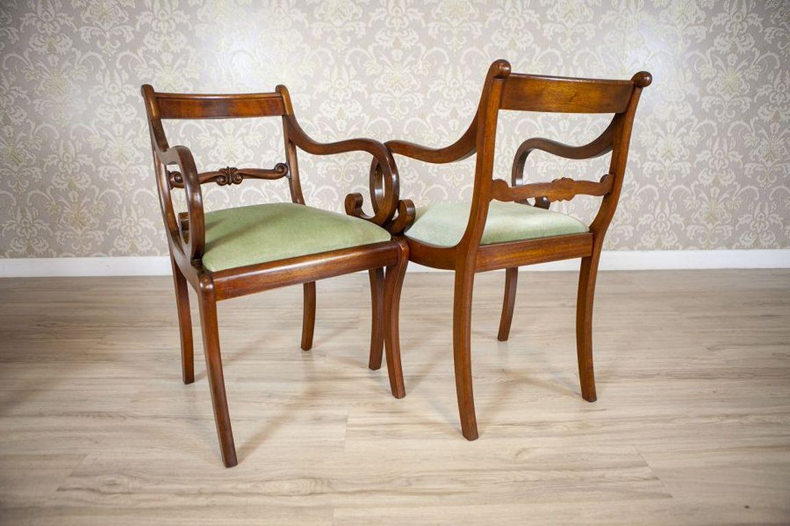 Tappezzeria Set di sedie e poltrone in mogano in stile Biedermeier dell'inizio del XX secolo in vendita