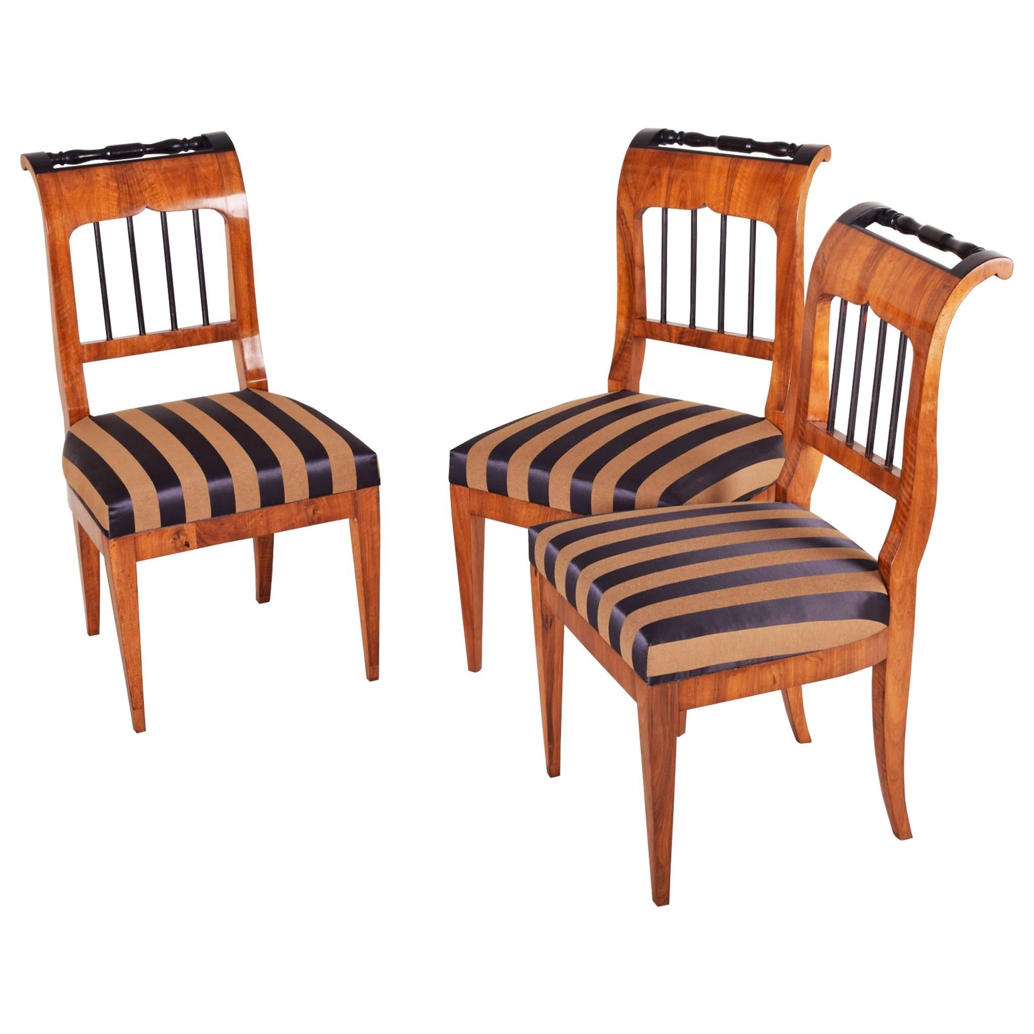 Set of Biedermeier Walnut Chairs, Three Pieces, Austria, Wien, Period 1820-1829