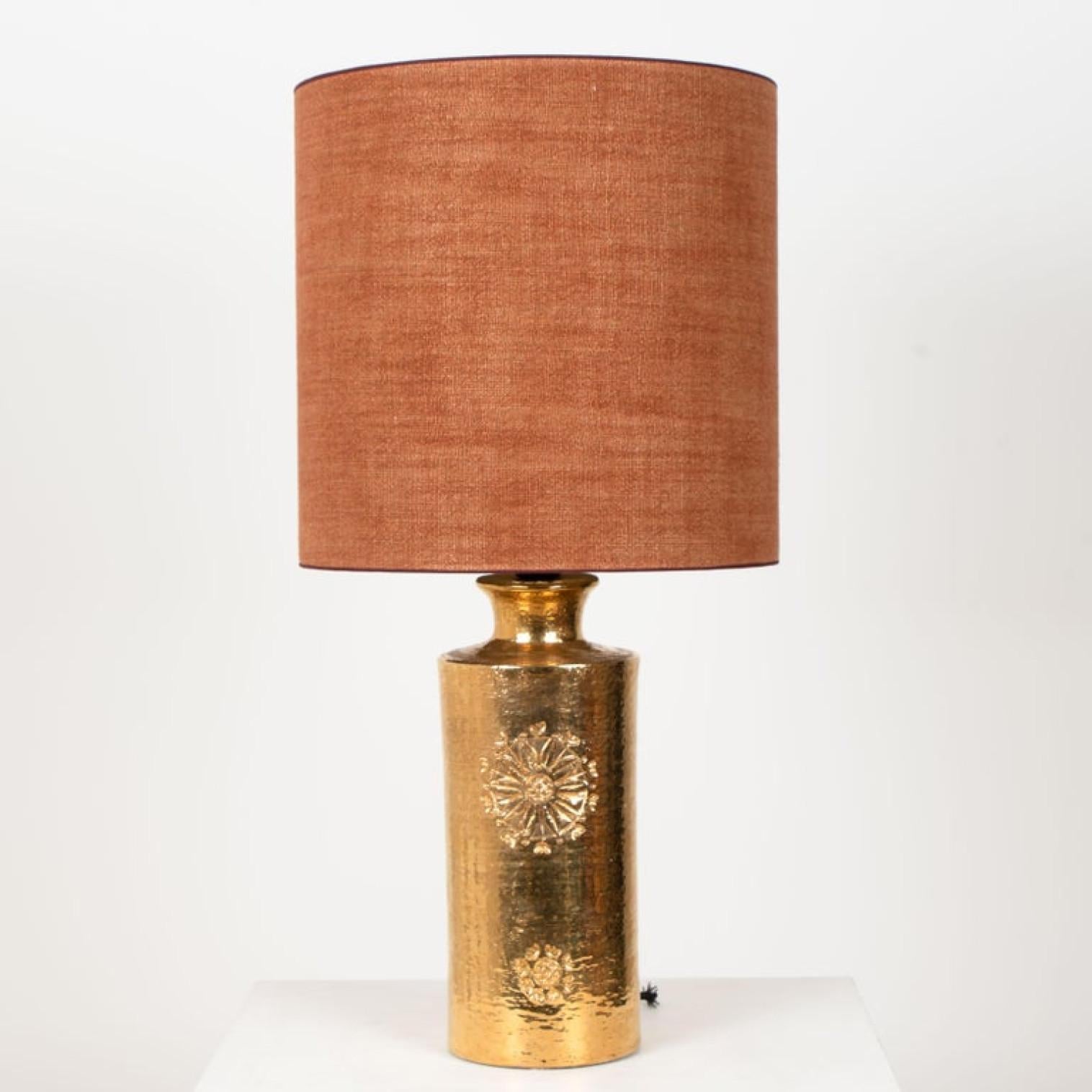 20th Century Set of Bitossi Table Lamps, with Custom Made Silk Shades by Rene Houben For Sale