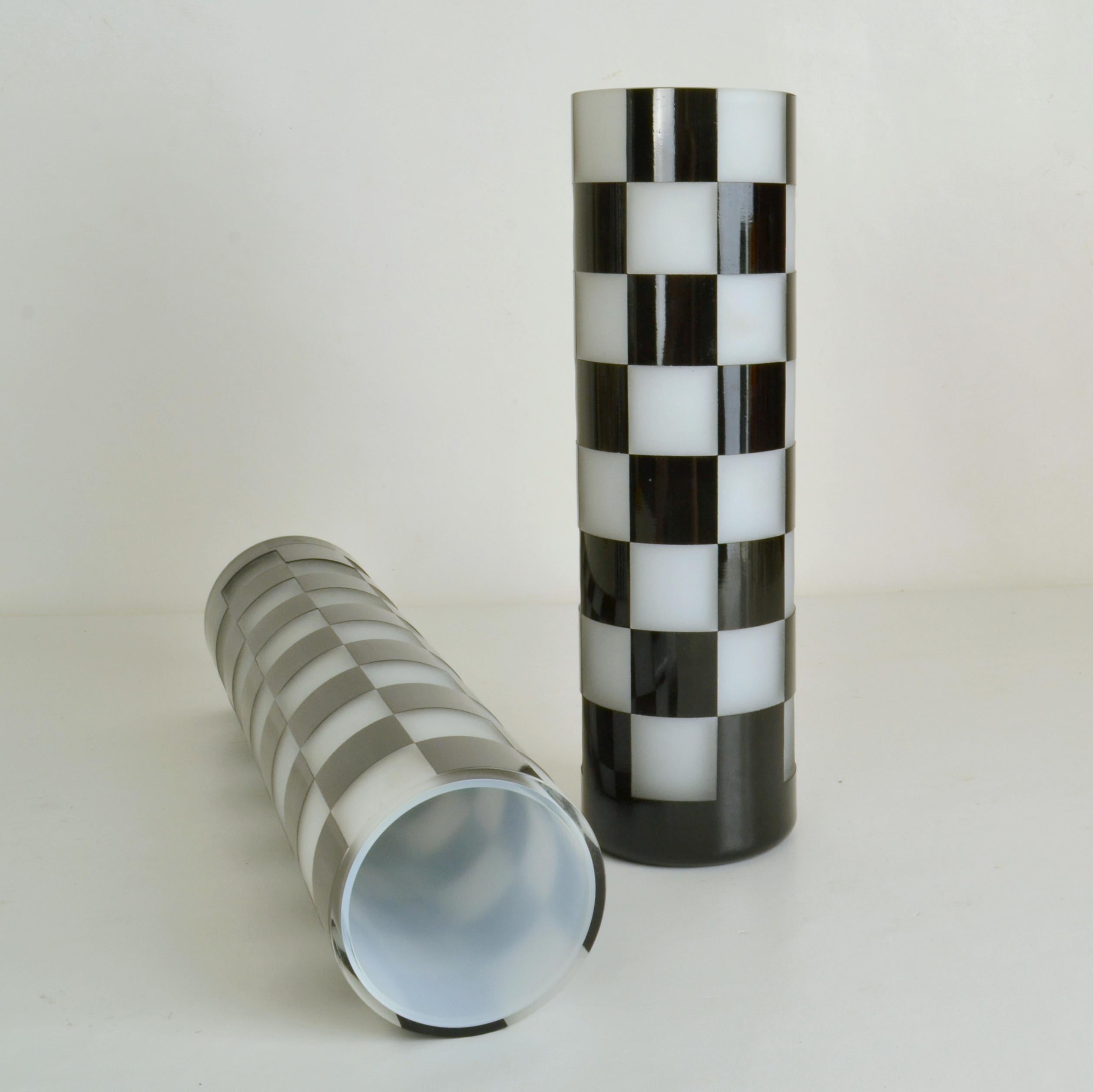 Contemporary Set of Black and White Glass Vases