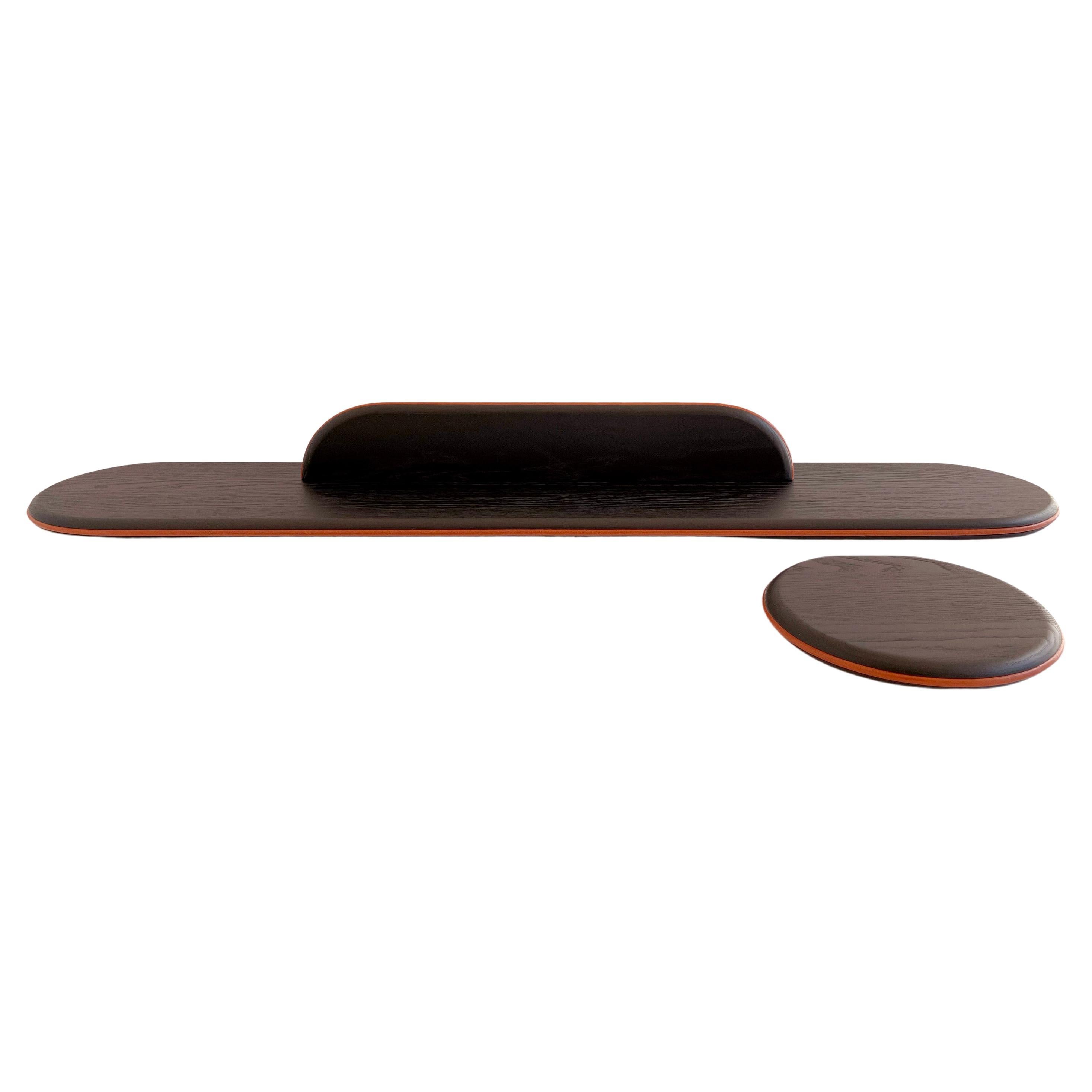 Set of Black Ash and Orange Leather WALY Shelves by Mademoiselle Jo For Sale