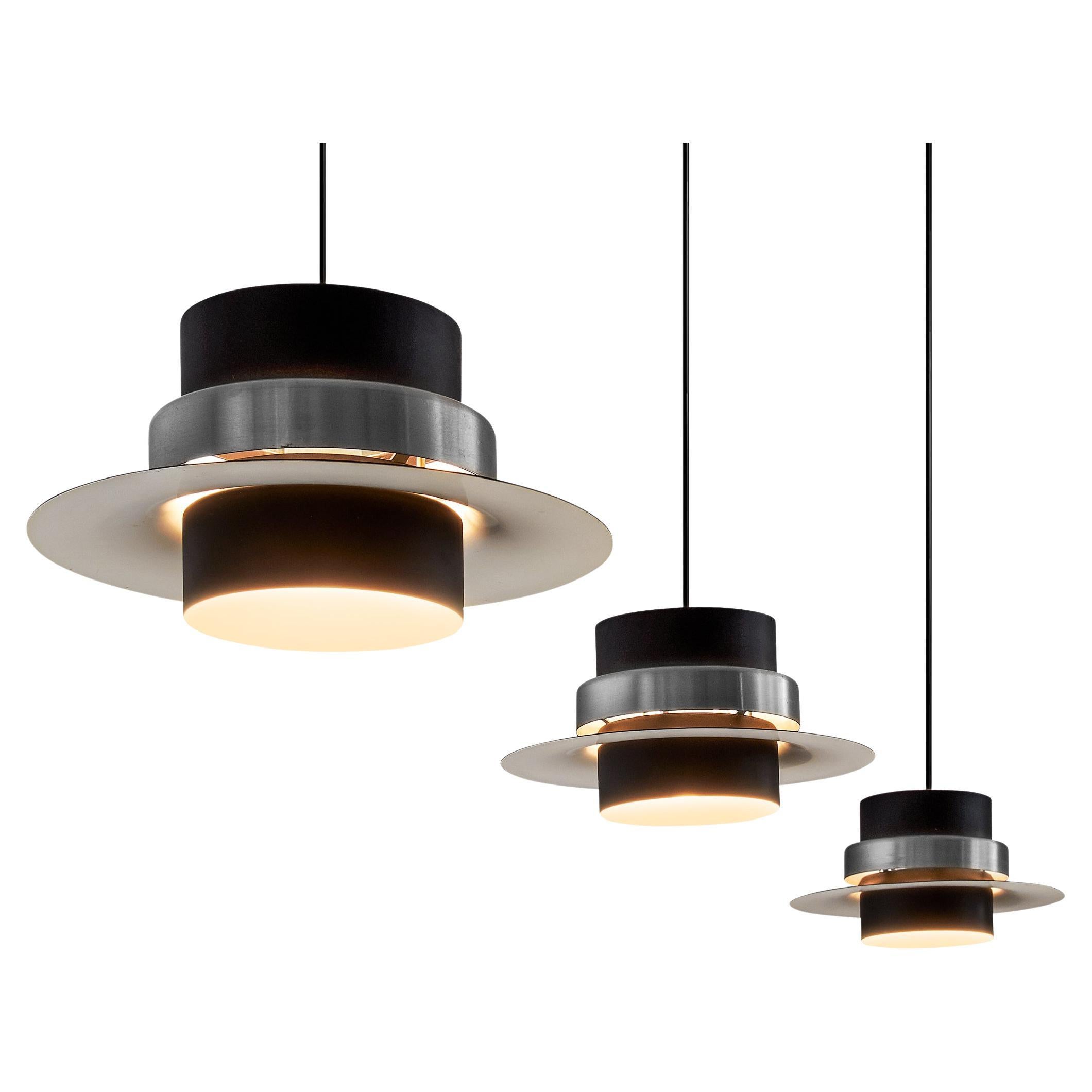 Set of Black Coated Metal Pendants For Sale at 1stDibs