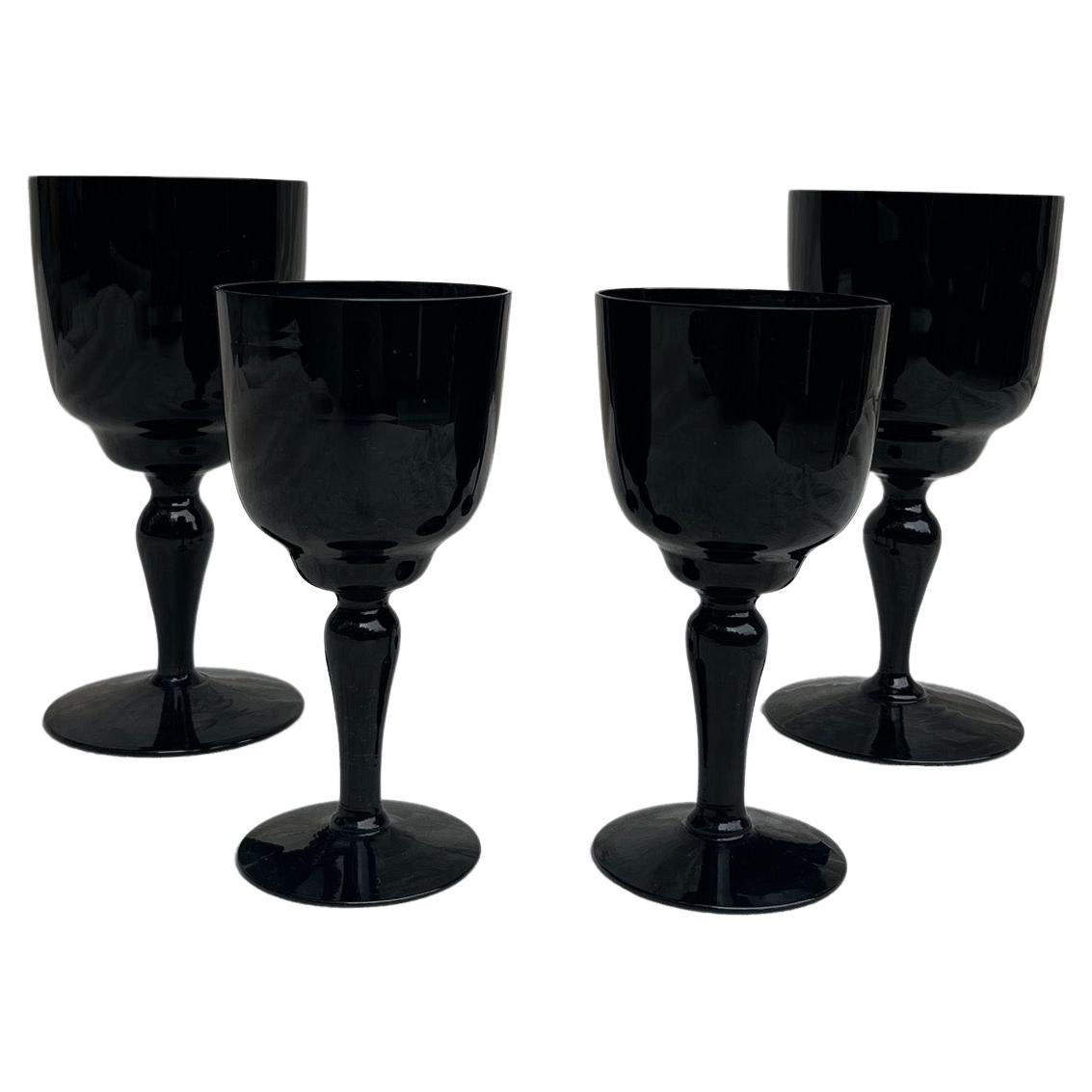 20th Century Italian Crystal and 22Karat Gold Rim Stem Glasses, S/12