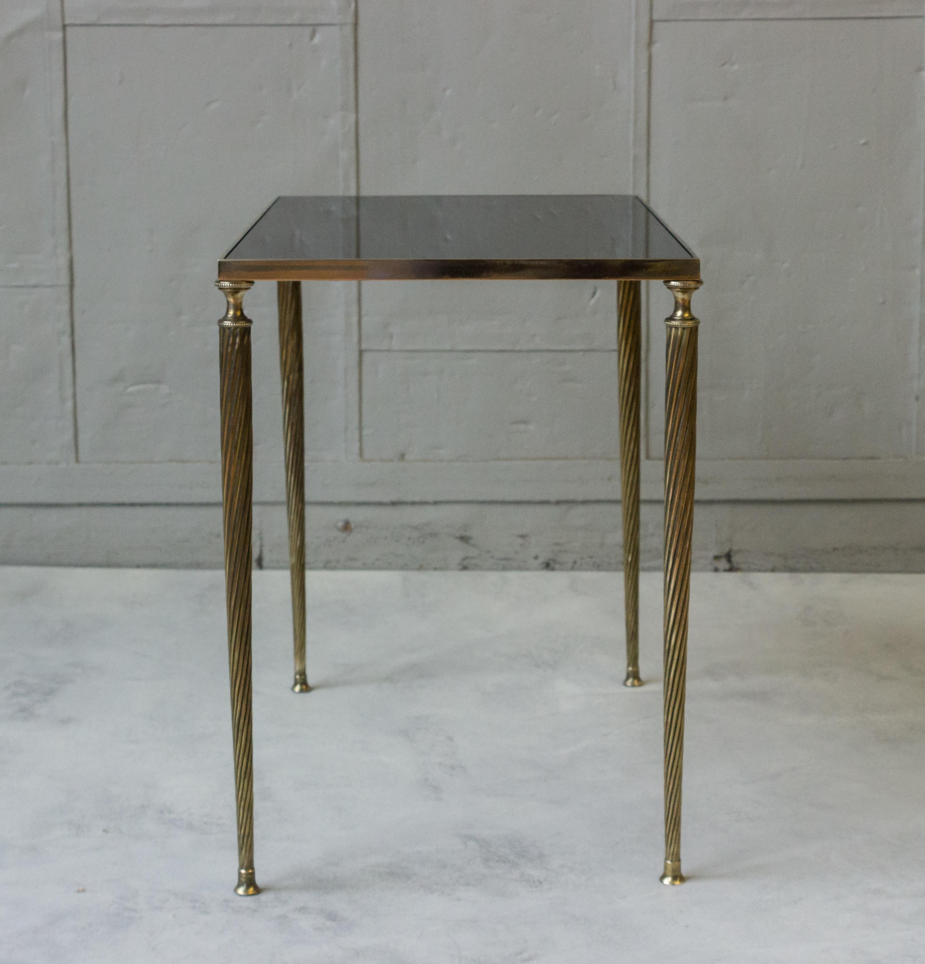  Set of 3 French Black Glass and Brass Nesting Tables   For Sale 5